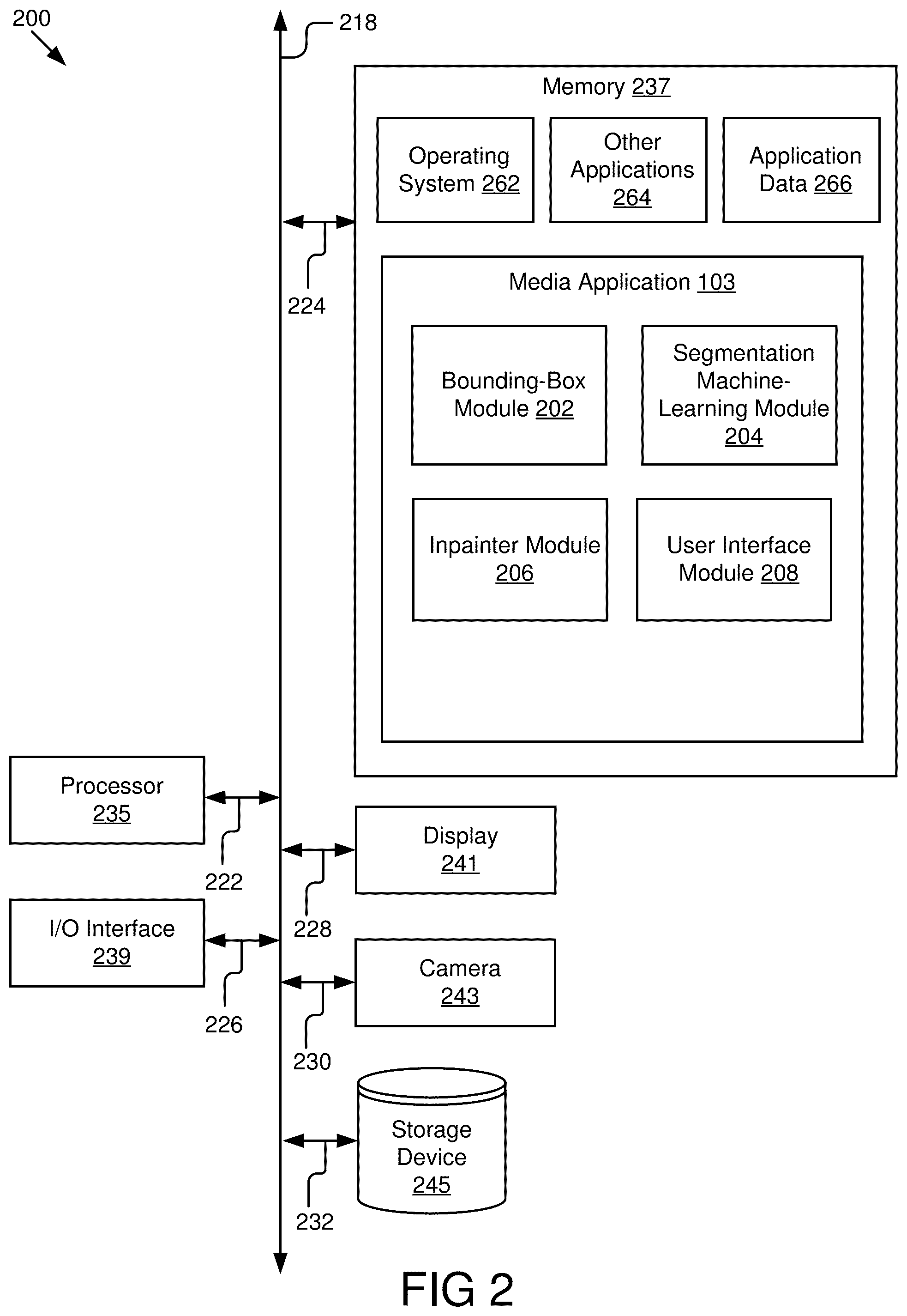 Patent US12437358 Figure 2 – Performing segmentation of objects in media items based on user input