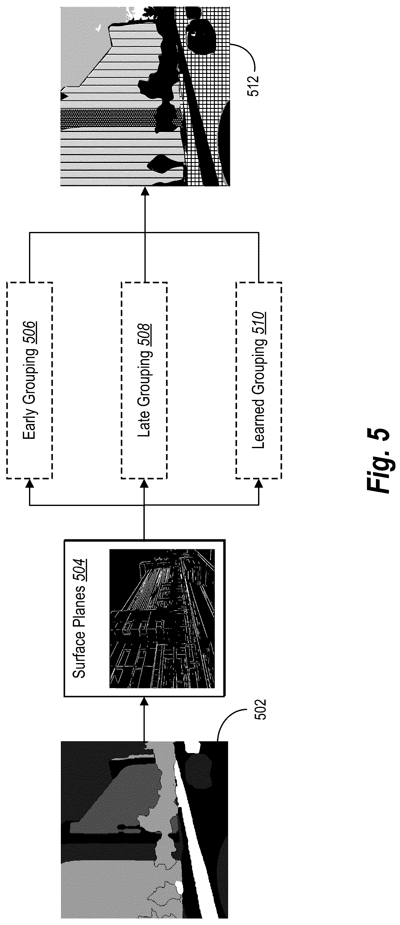 Patent US12437375 Figure 5 – Improving digital image inpainting utilizing plane panoptic segmentation and plane grouping