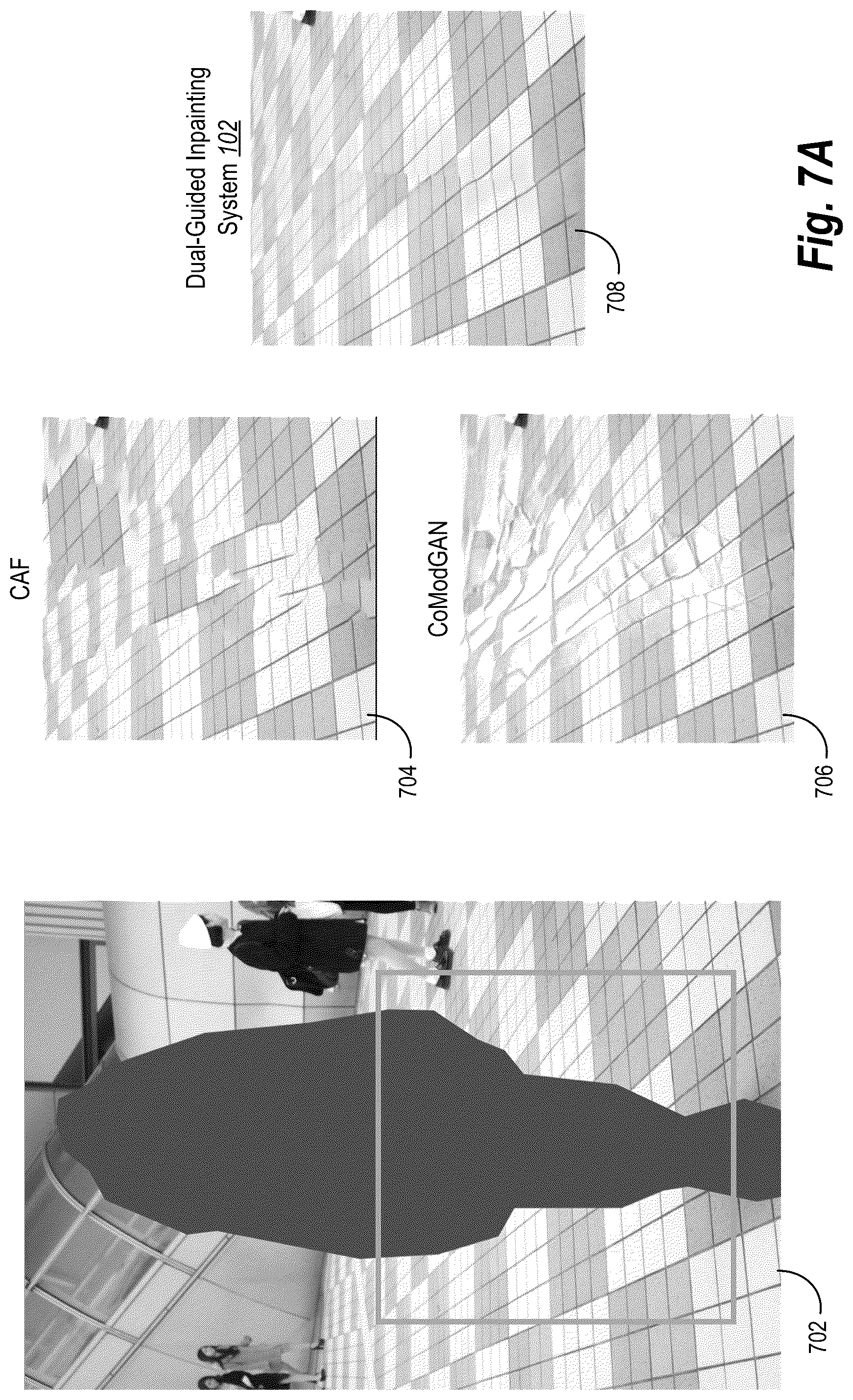 Patent US12437375 Figure 7 – Improving digital image inpainting utilizing plane panoptic segmentation and plane grouping