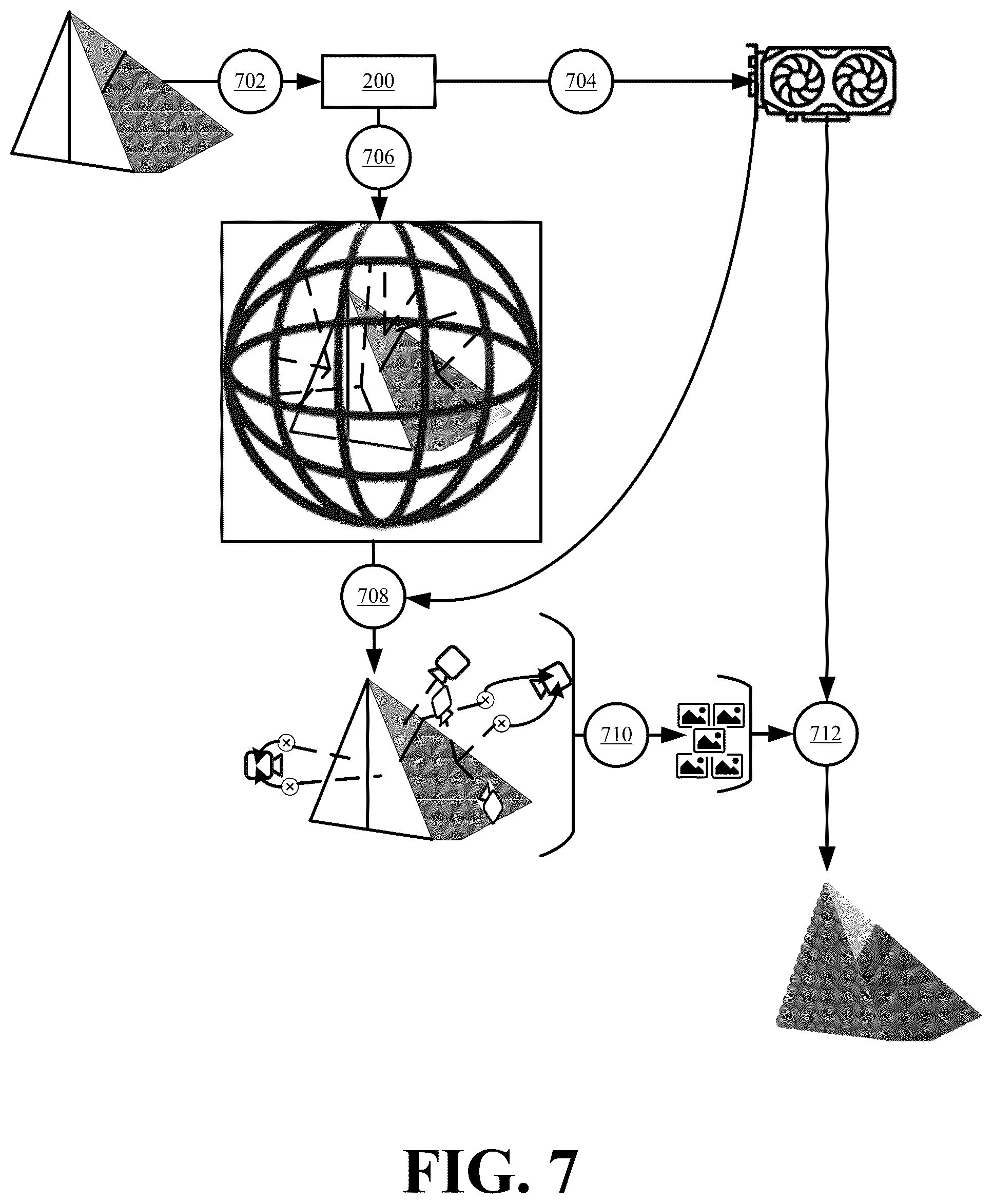 Patent US12437467 Figure 7 – Systems and methods for splatting based on a controlled sampling of a three-dimensional asset