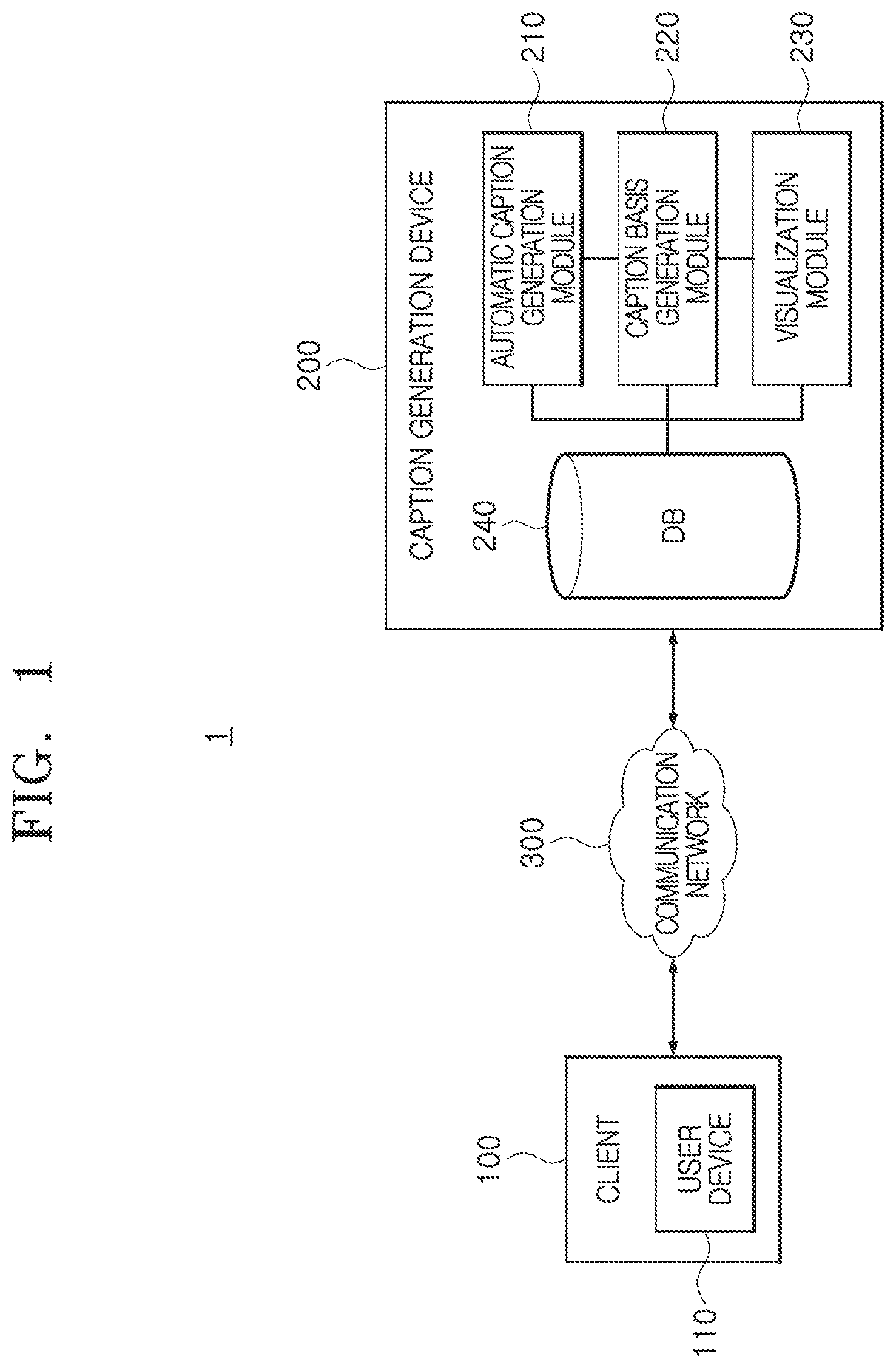 Patent US12437565 Figure 1 – Apparatus and method for automatically generating image caption by applying deep learning algorithm to an image