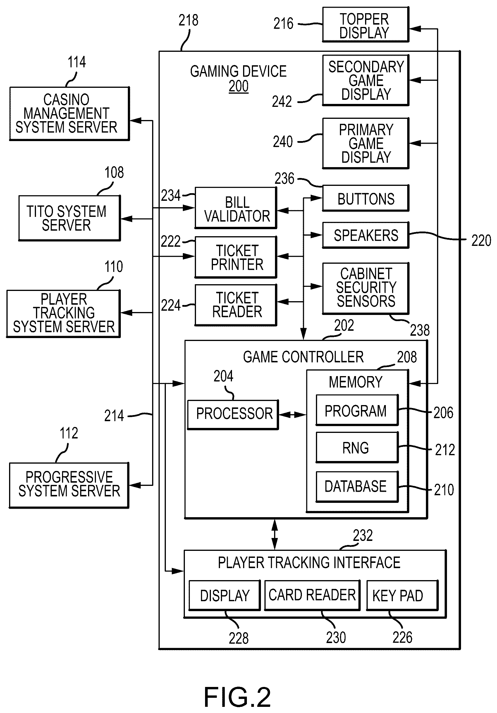 Patent US12437603 Figure 2 – Electronic gaming machine and methods for playing a hold and drop keno game