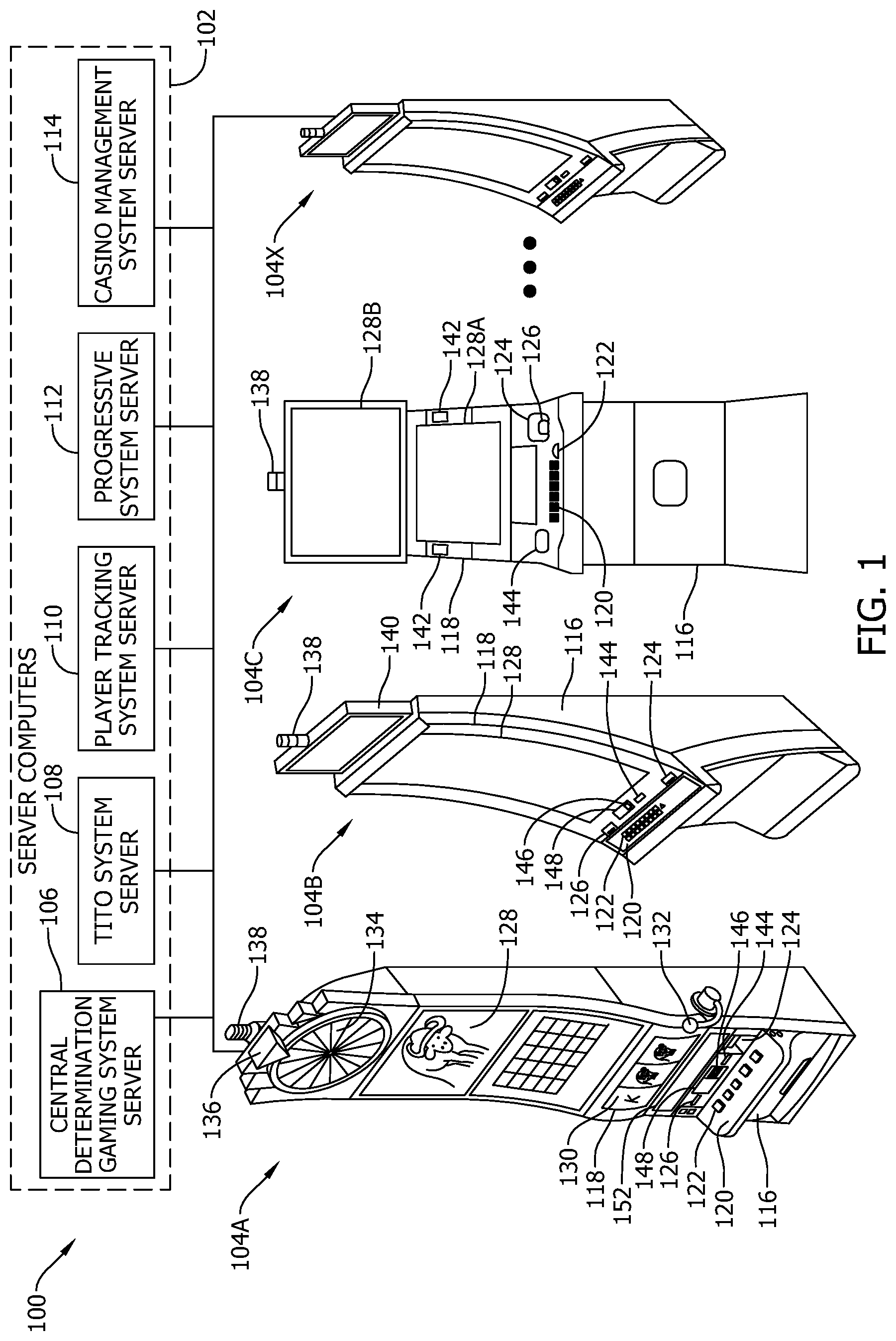 Patent US12437606 Figure 1 – Virtual electronic gaming systems and methods