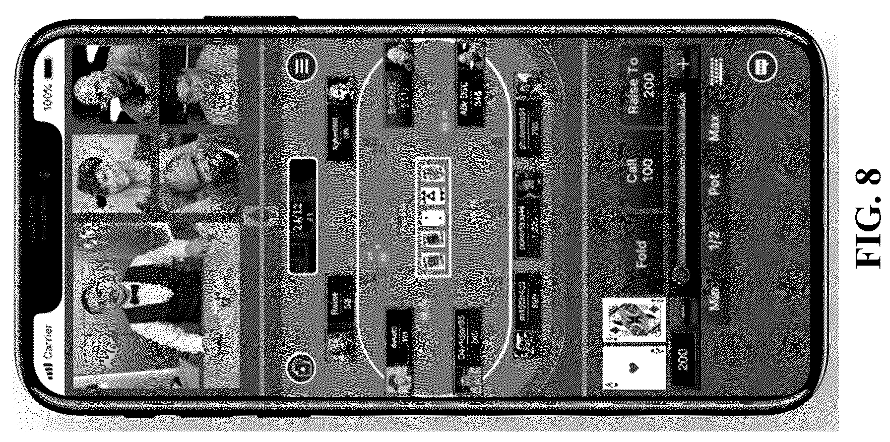 Patent US12437607 Figure 8 – Remote playing card game