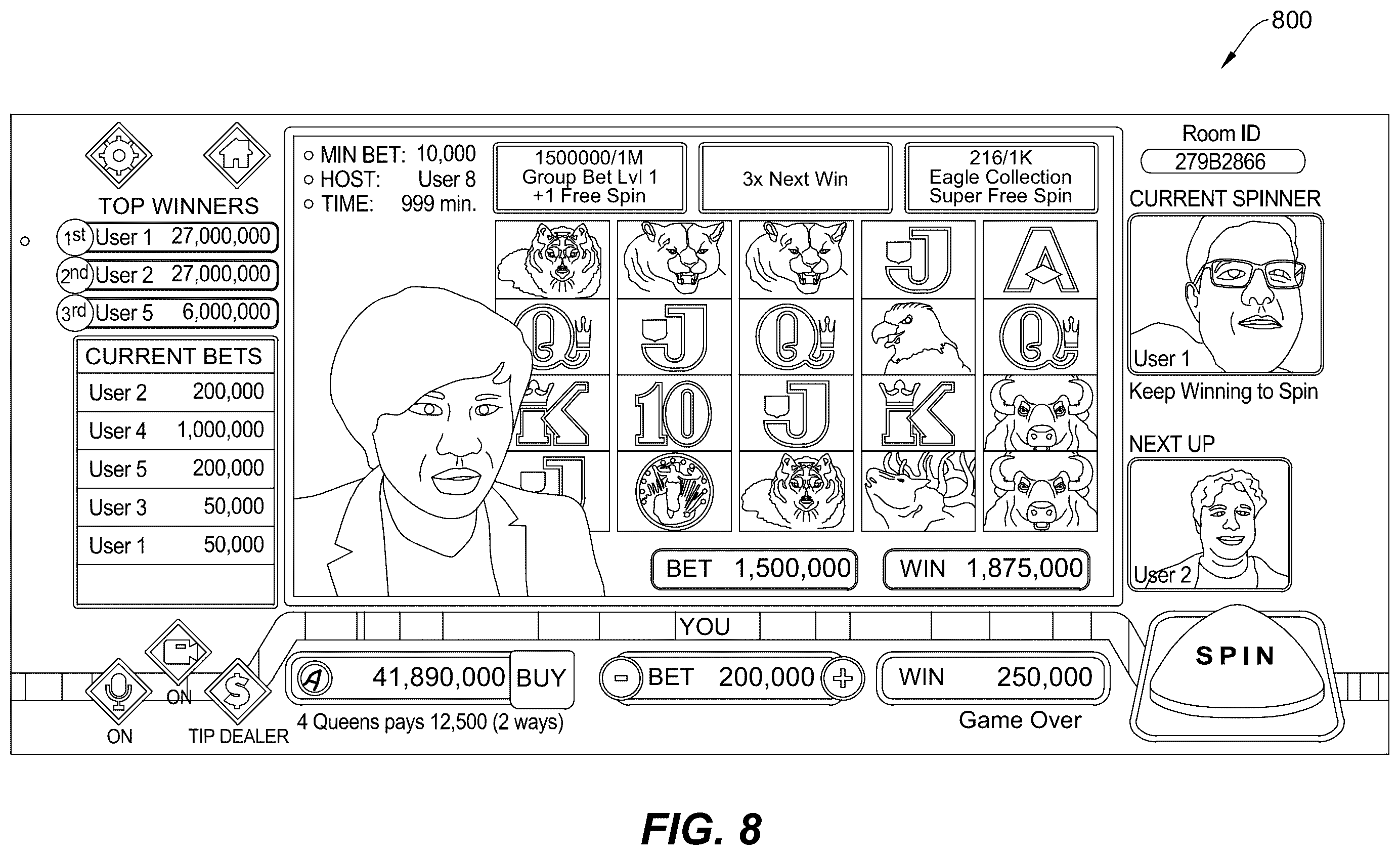 Patent US12437613 Figure 10 – Network-based gameplay interaction system
