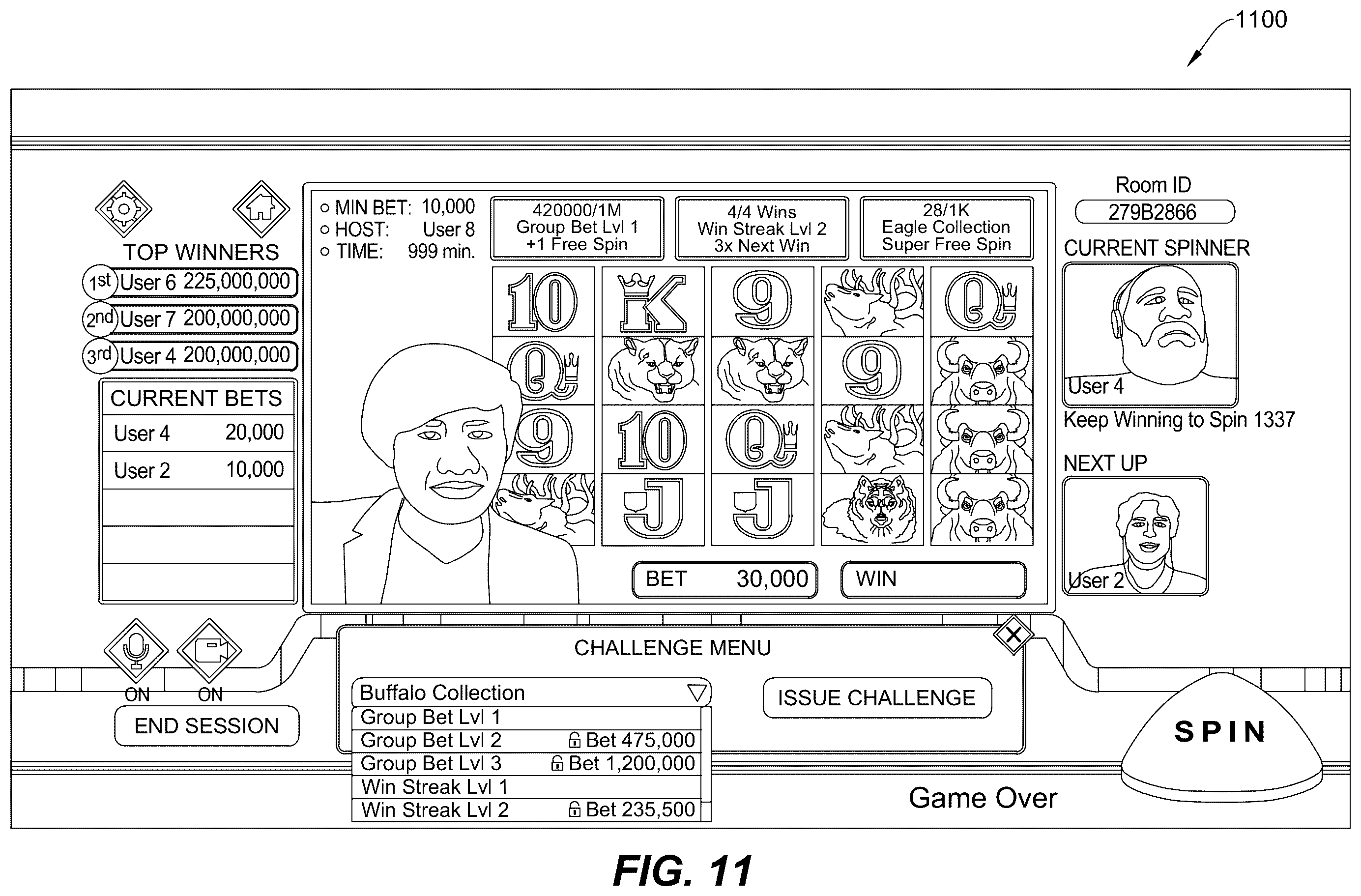 Patent US12437613 Figure 13 – Network-based gameplay interaction system