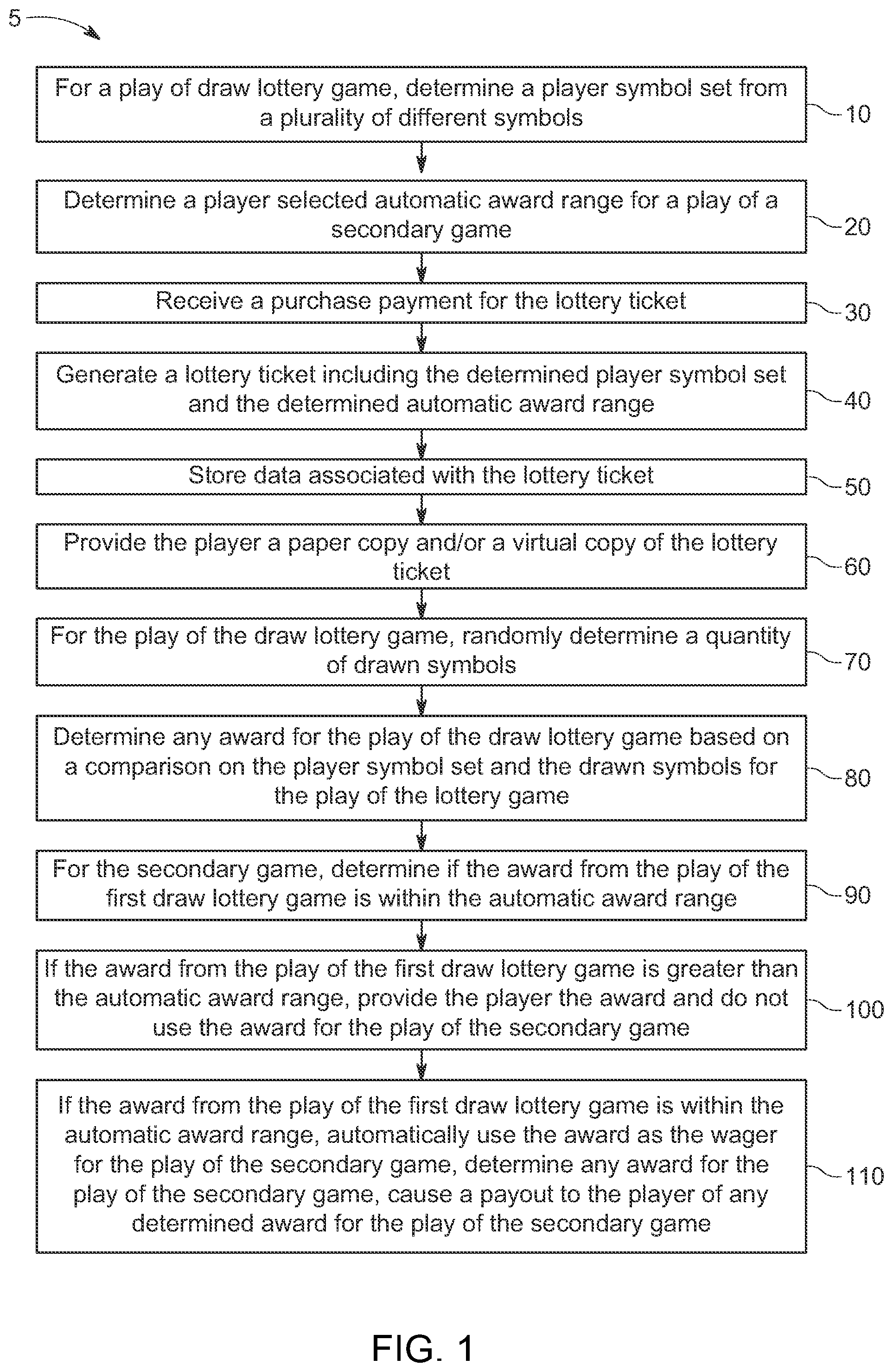 Patent US12437614 — Lottery gaming systems, methods of operating lottery gaming systems, and lottery tickets — Figure 1