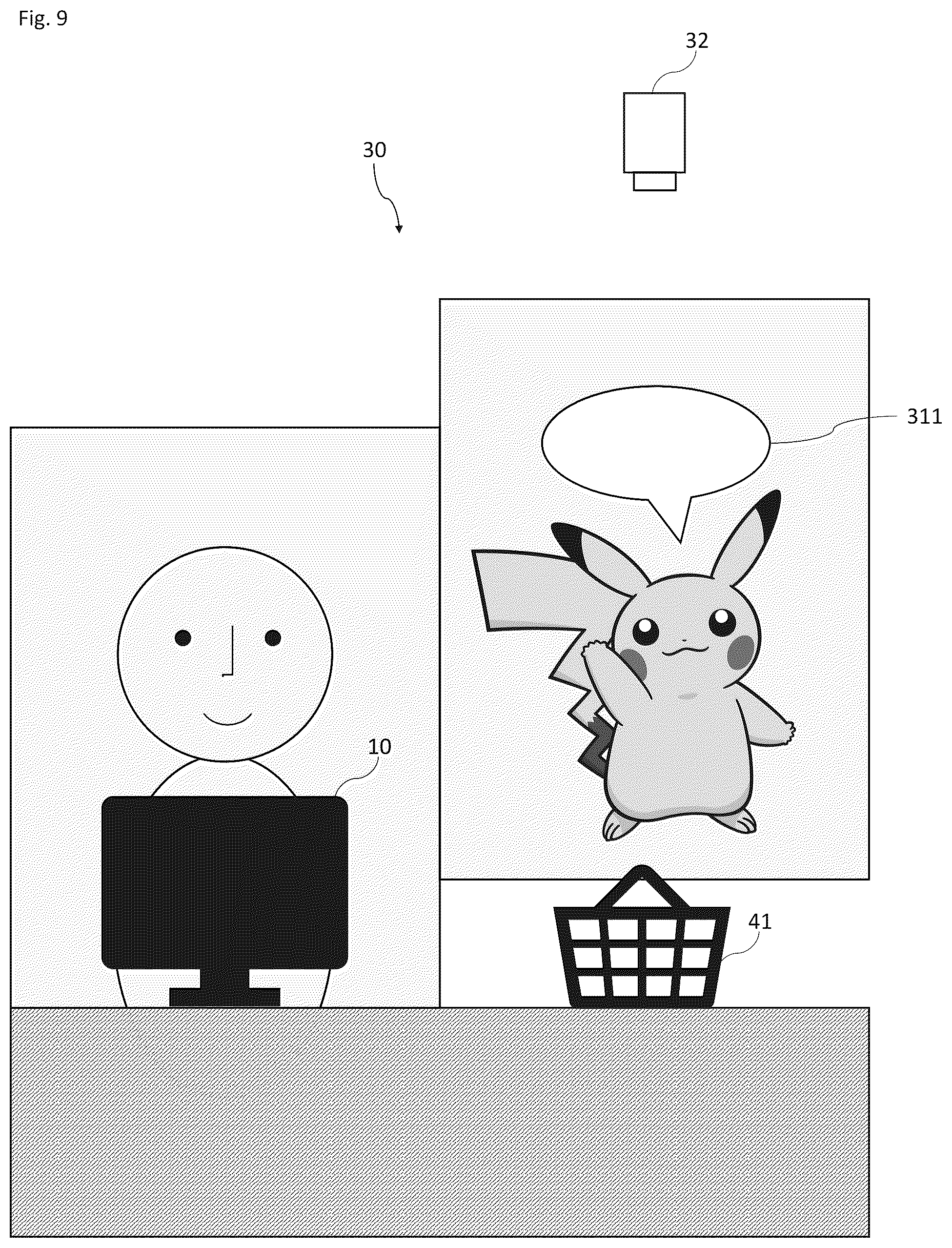 Patent US12437616 Figure 9 – Program, method, information processing device, and system for a transparent display medium