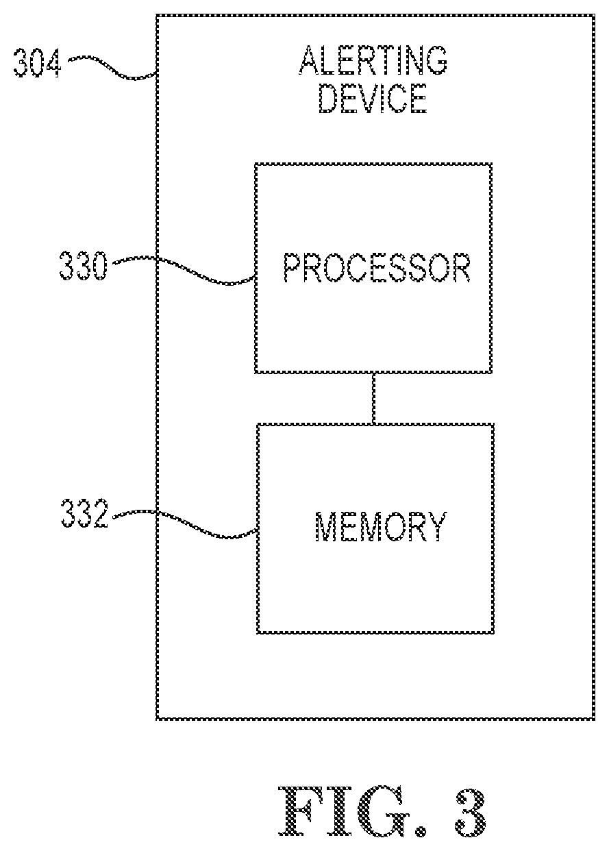 Patent US12437629 Figure 3 – Notifying a user of an emergency event