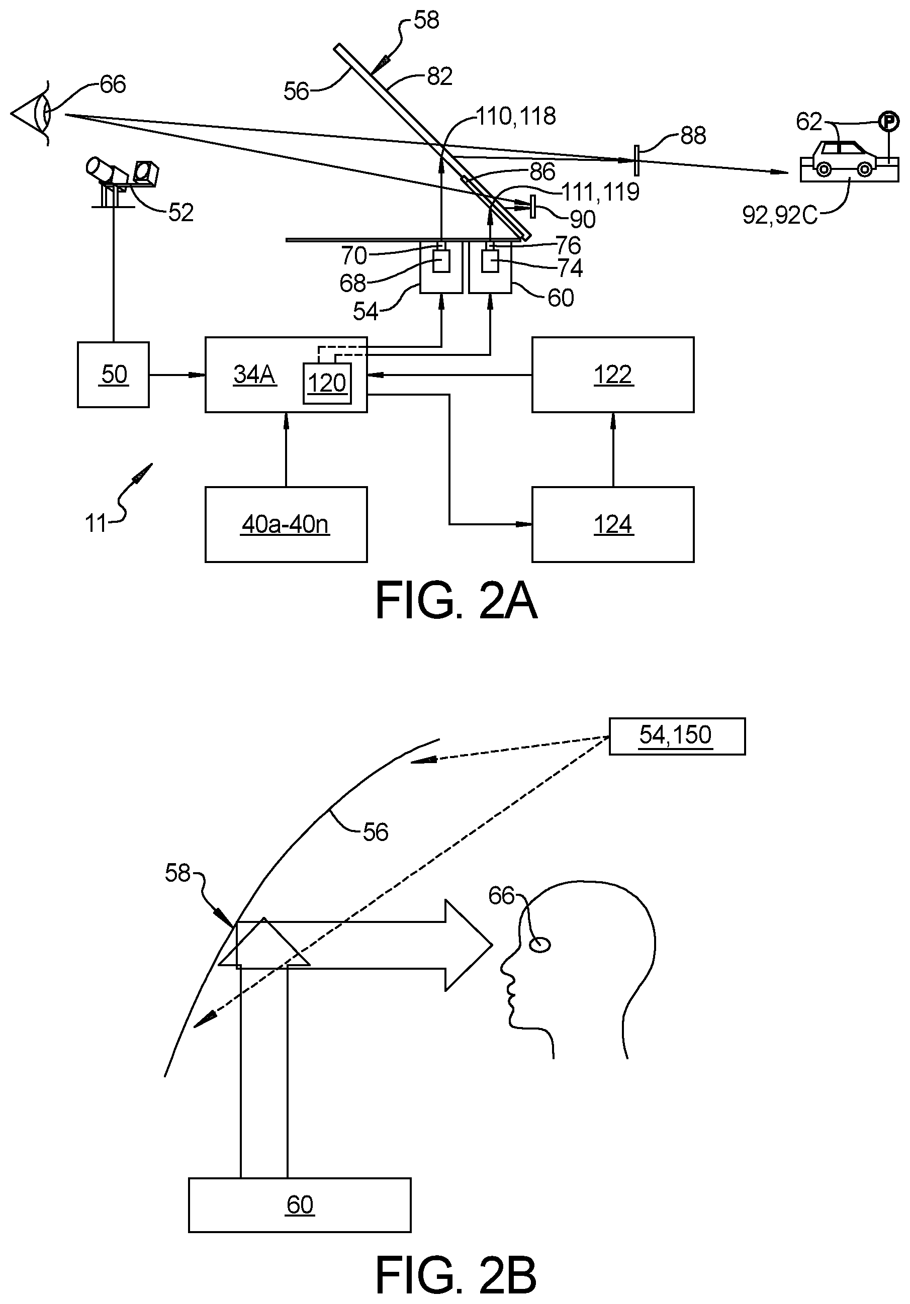 Patent US12437642 Figure 2 – Parking assist in dual head-up display system