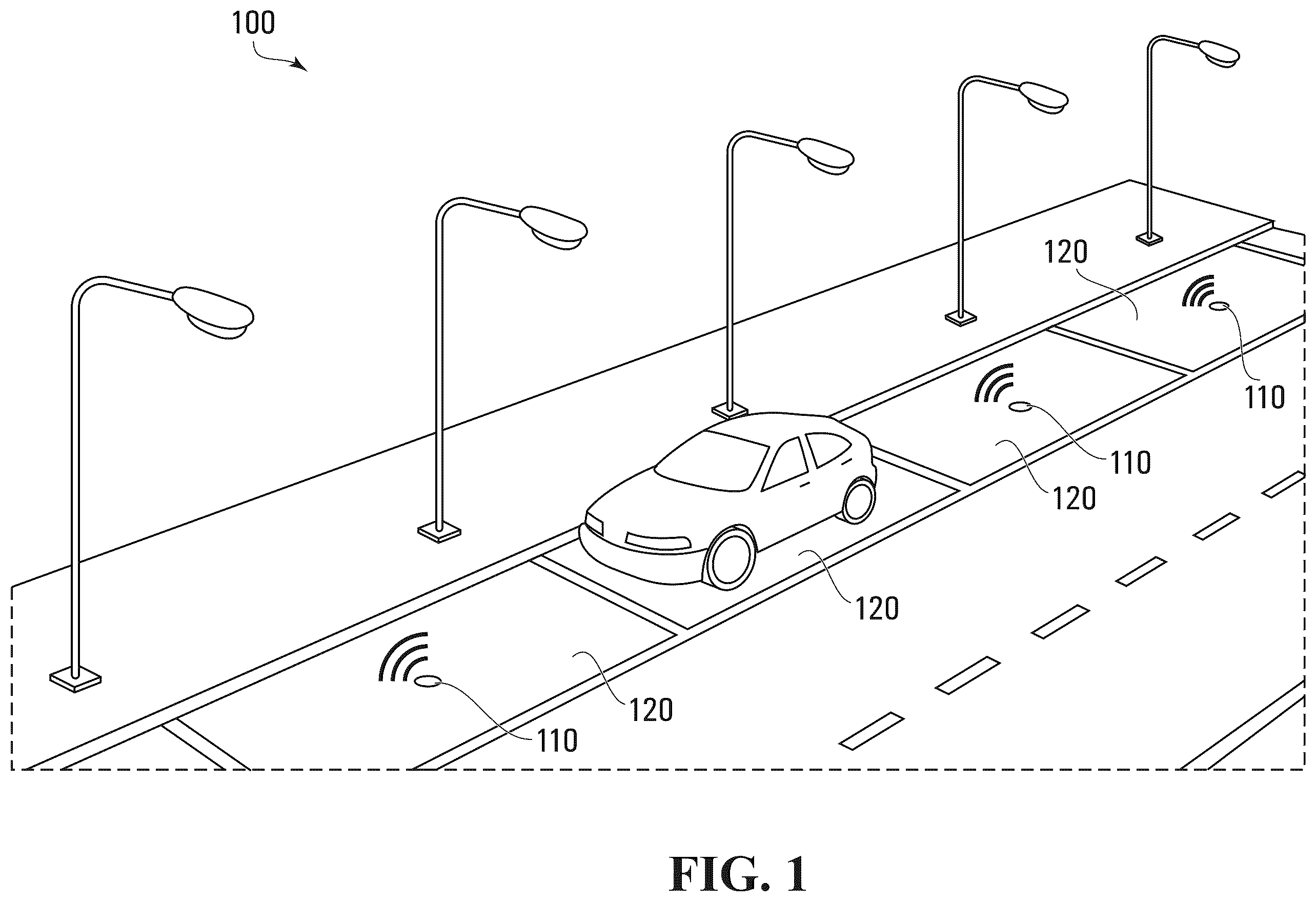 Patent US12437643 Figure 1 – Parking sensor device for determining occupancy of a parking space
