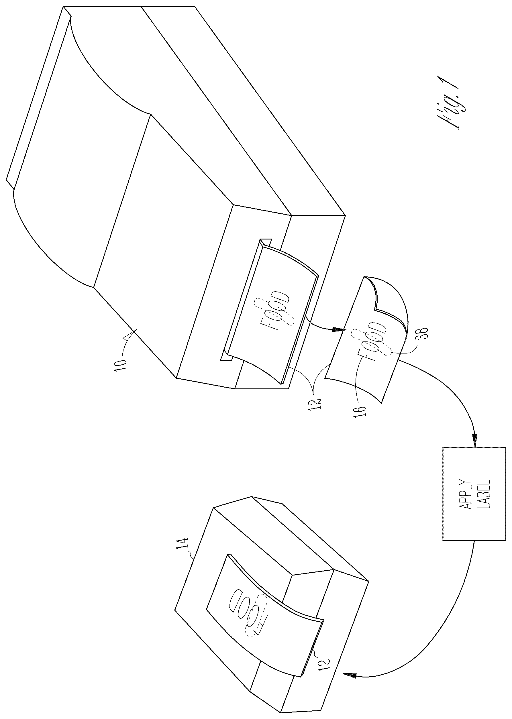 Patent US12437675 Figure 1 – Adhesive label and roll