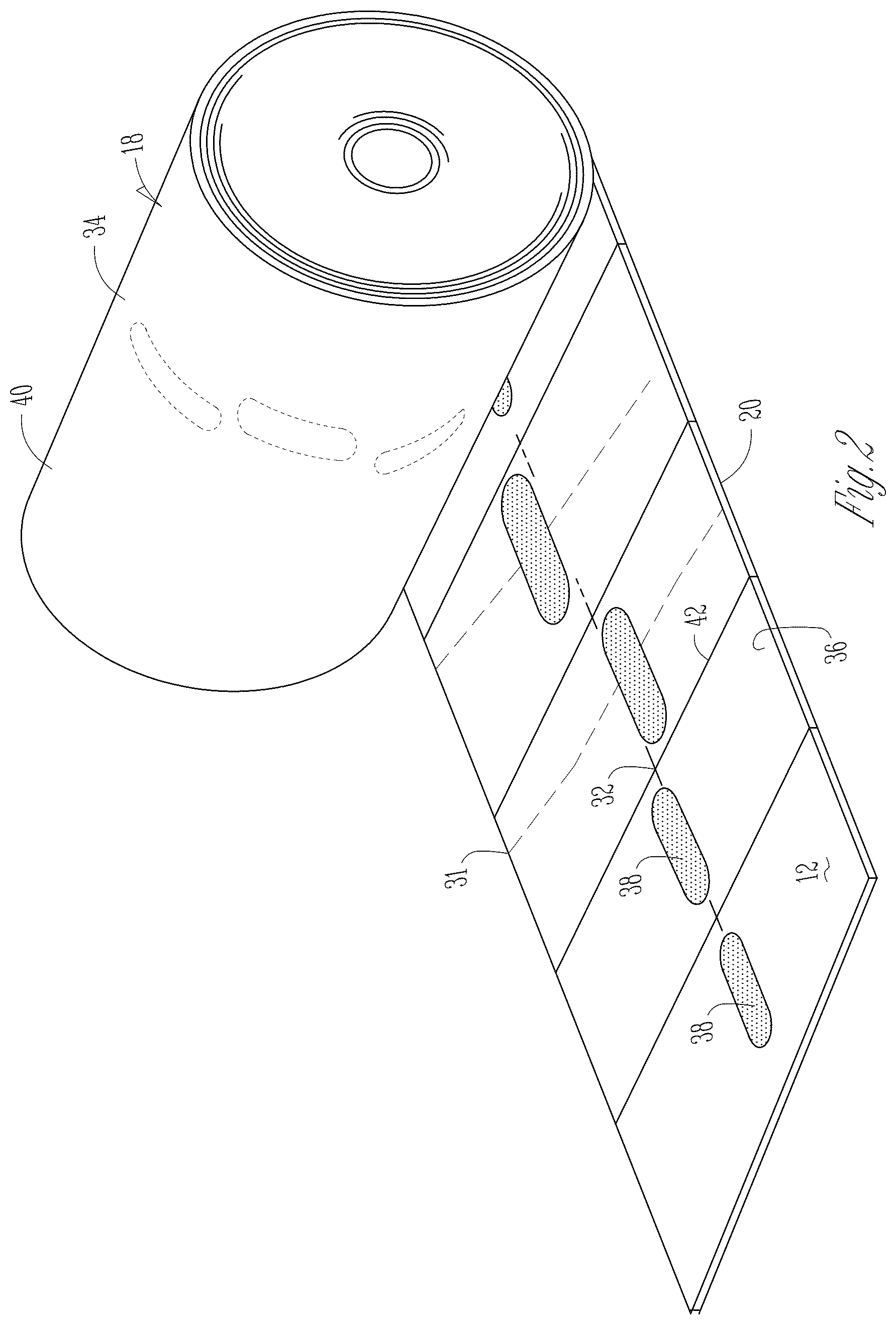 Patent US12437675 Figure 2 – Adhesive label and roll