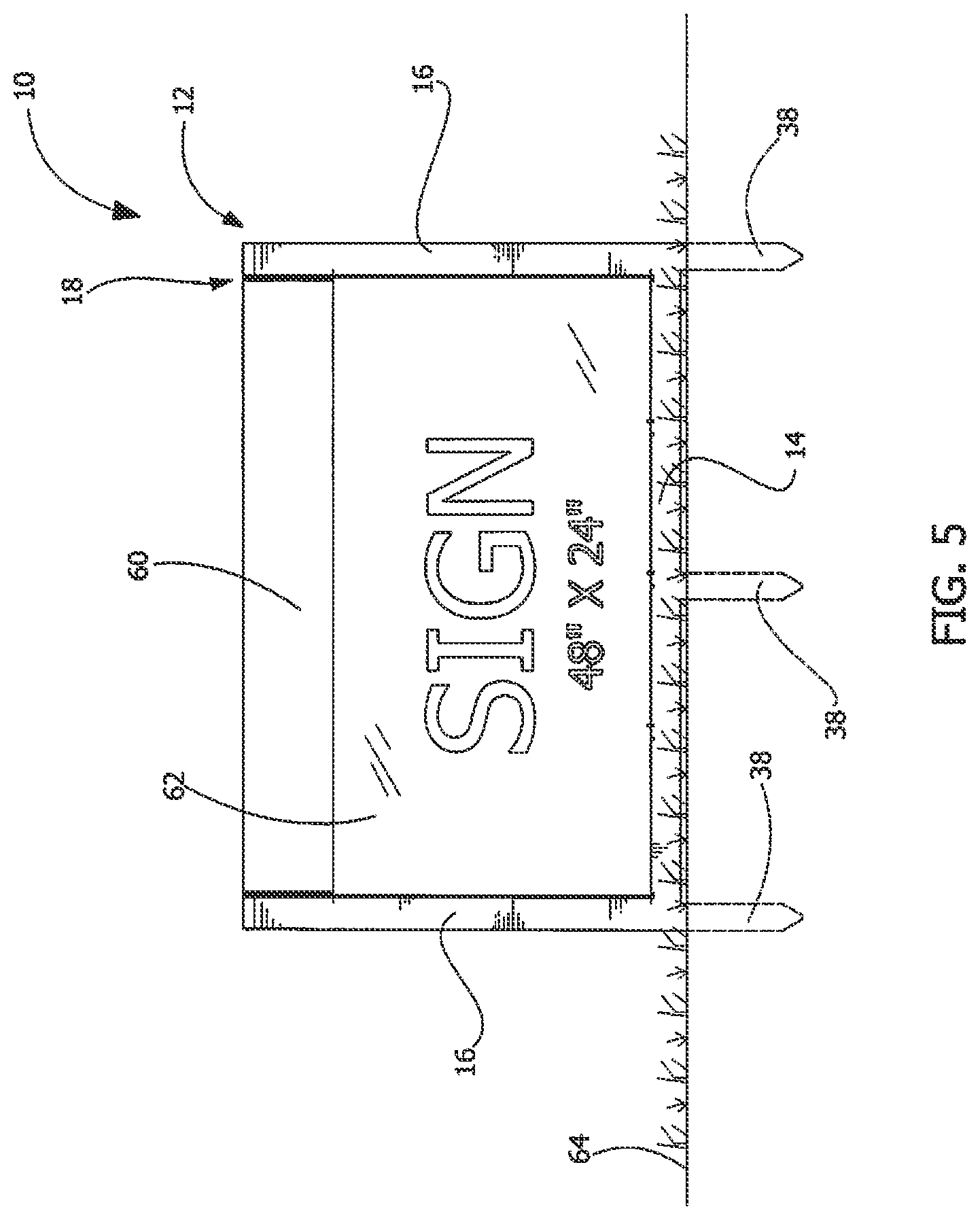 Patent US12437678 Figure 5 – Sign holder apparatus