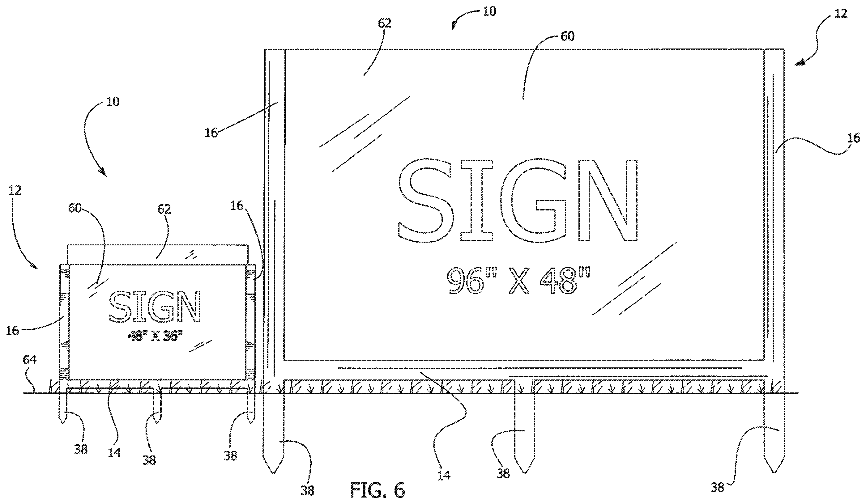 Patent US12437678 Figure 6 – Sign holder apparatus