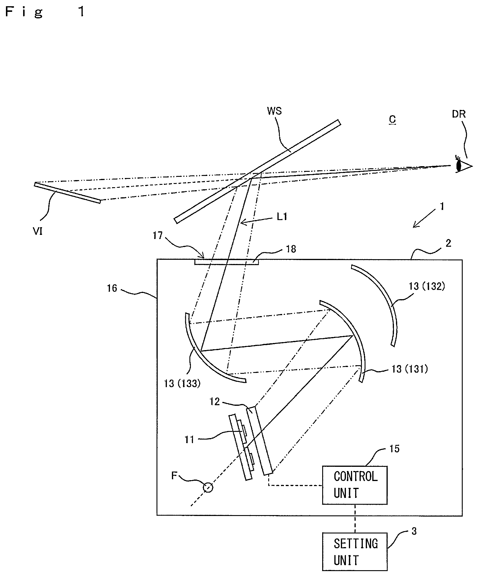 Patent US12437682 Figure 1 – Vehicular display device