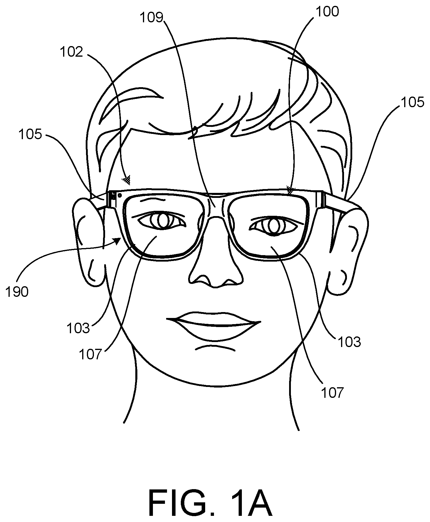 Patent US12437687 Figure 1 – Alignment of waveguide and display in smartglasses