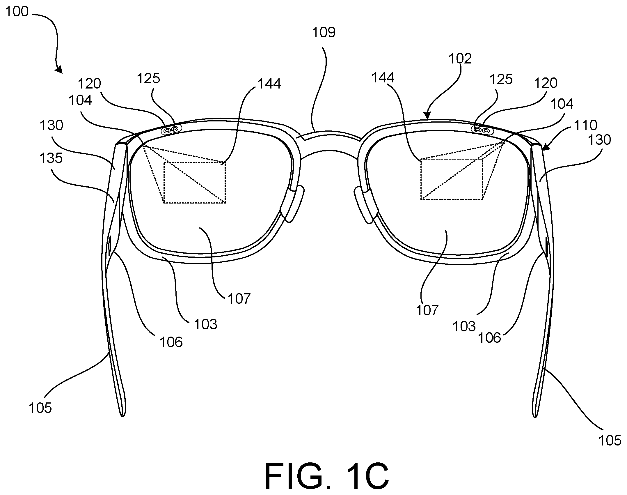 Patent US12437687 Figure 3 – Alignment of waveguide and display in smartglasses