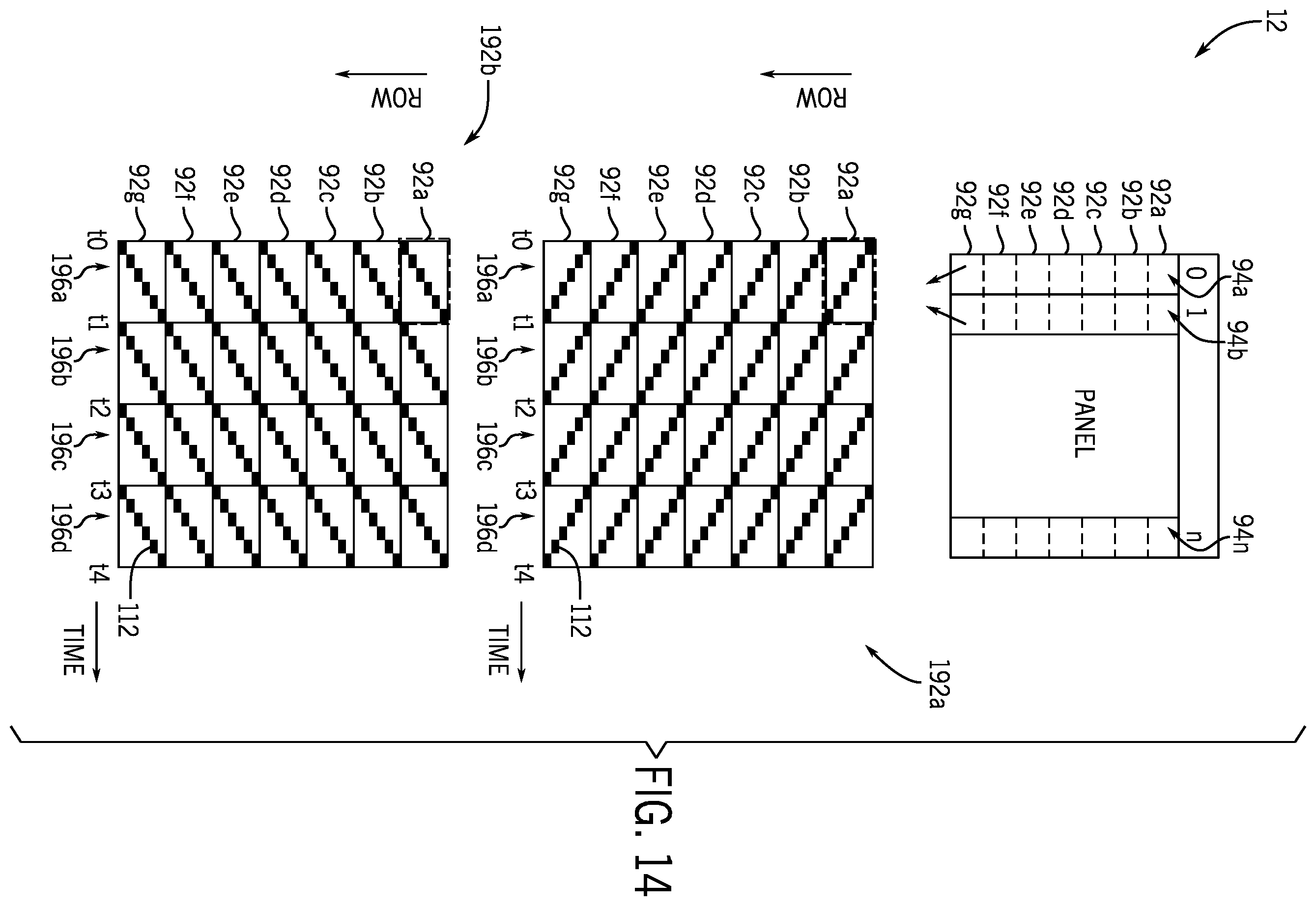 Patent US12437696 Figure 12 – Emission row shuffling for pulsed electronic displays