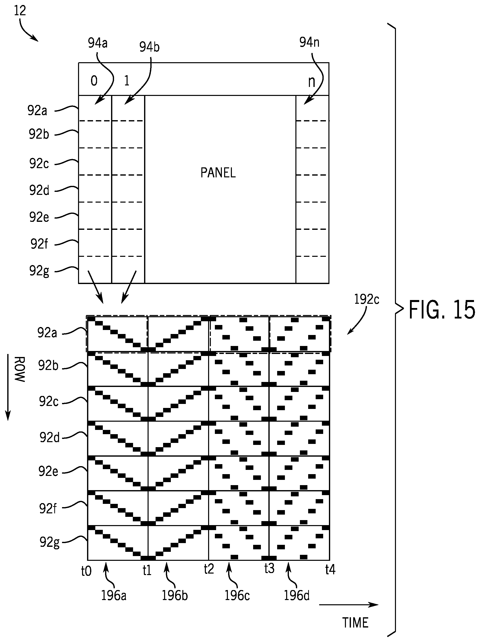Patent US12437696 Figure 13 – Emission row shuffling for pulsed electronic displays