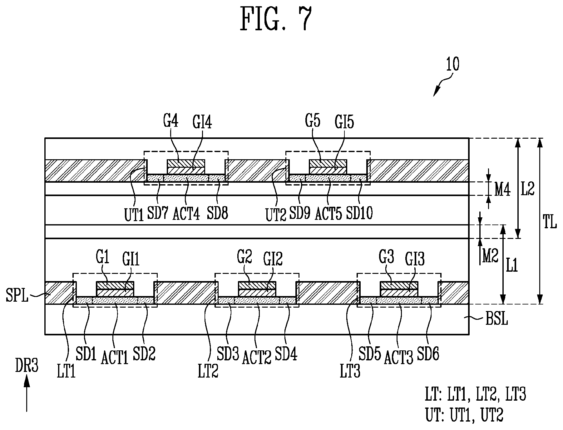 Patent US12437710 Figure 7 – Display device having pixel circuit layer with transistors on different layers