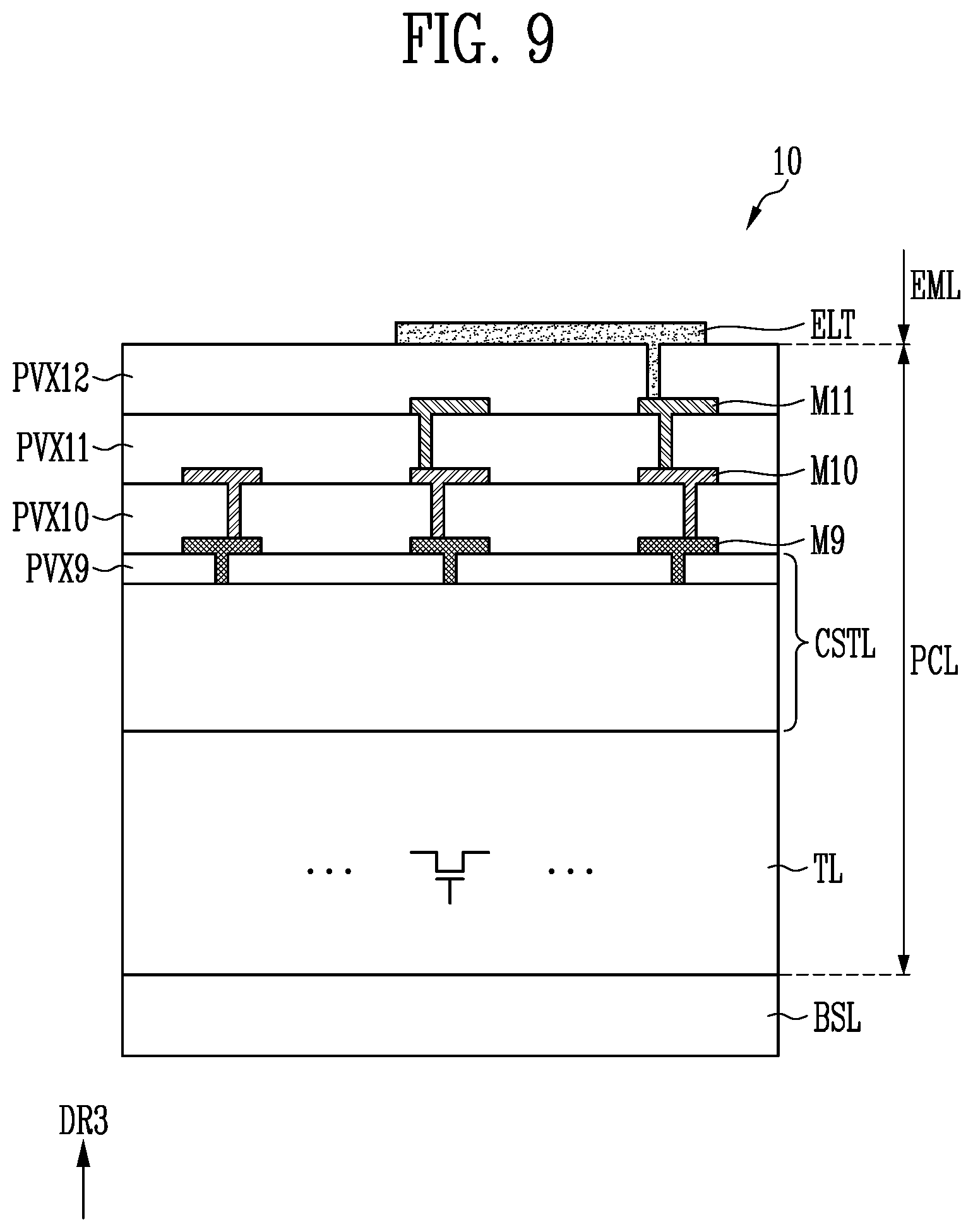 Patent US12437710 Figure 9 – Display device having pixel circuit layer with transistors on different layers