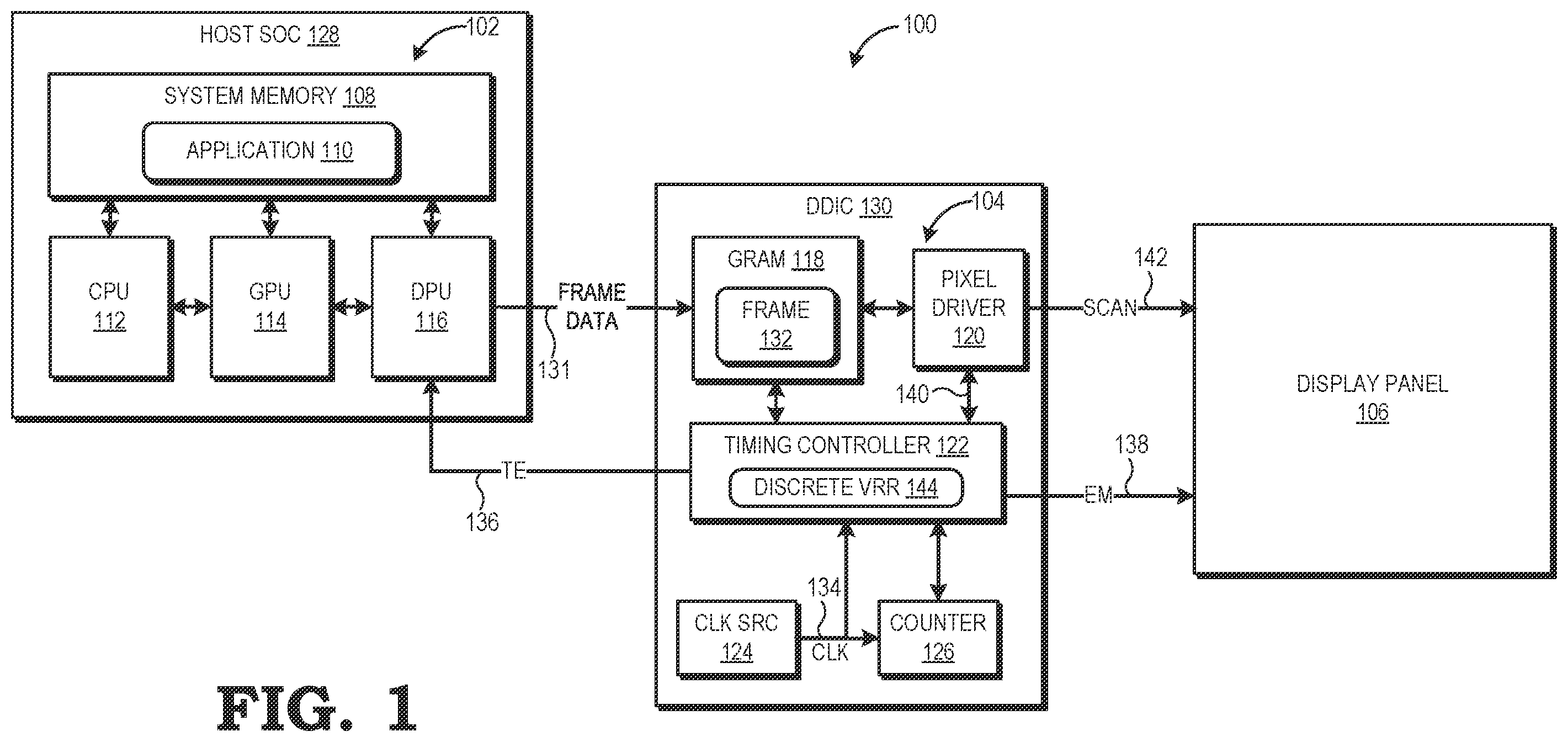 Patent US12437727 Figure 1 – Variable refresh rate control using PWM-aligned frame periods
