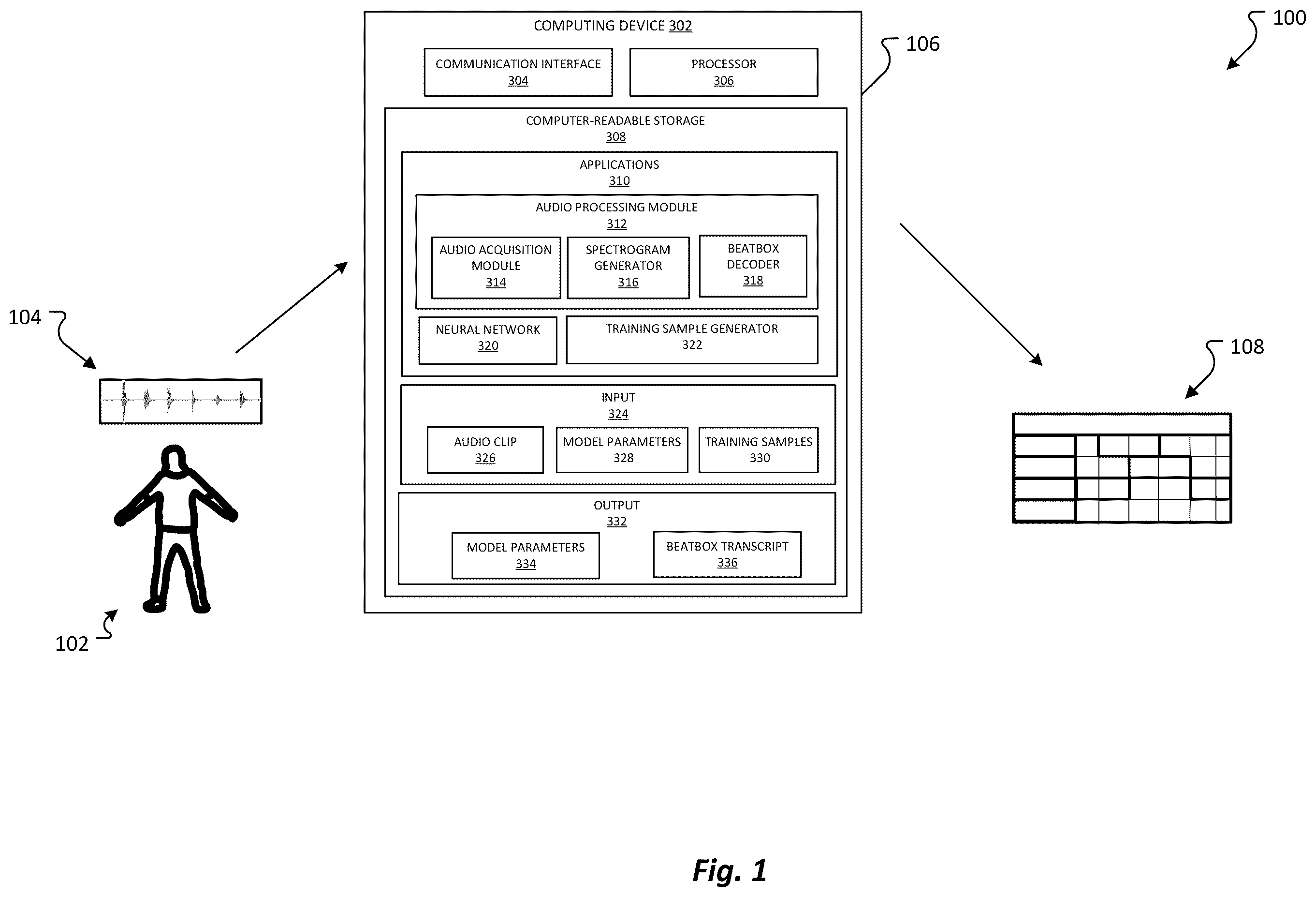 Patent US12437735 Figure 1 – Beatboxing transcription