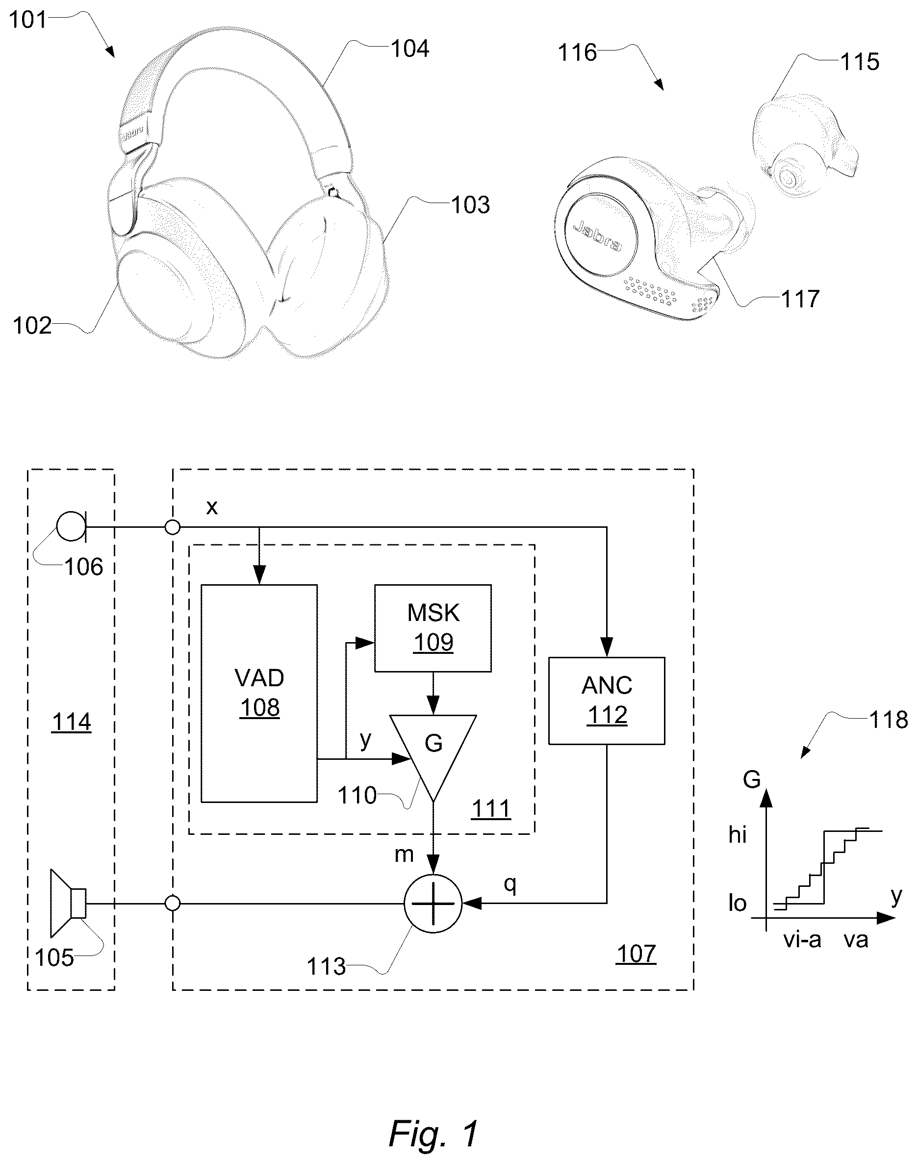 Patent US12437745 Figure 1 – Wearable electronic device for emitting a masking signal