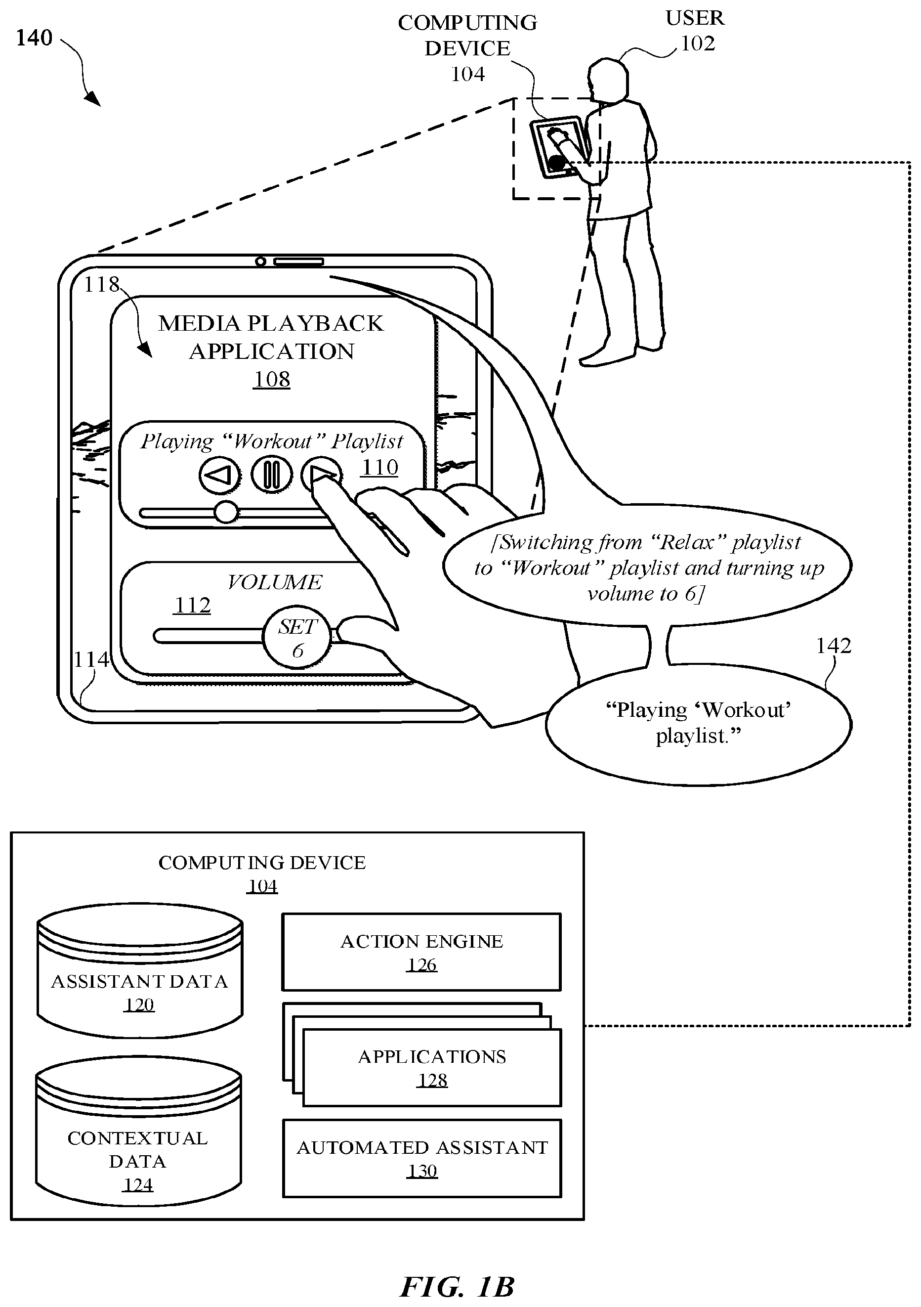 Patent US12437764 Figure 2 – Initializing non-assistant background actions, via an automated assistant, while accessing a non-assistant application