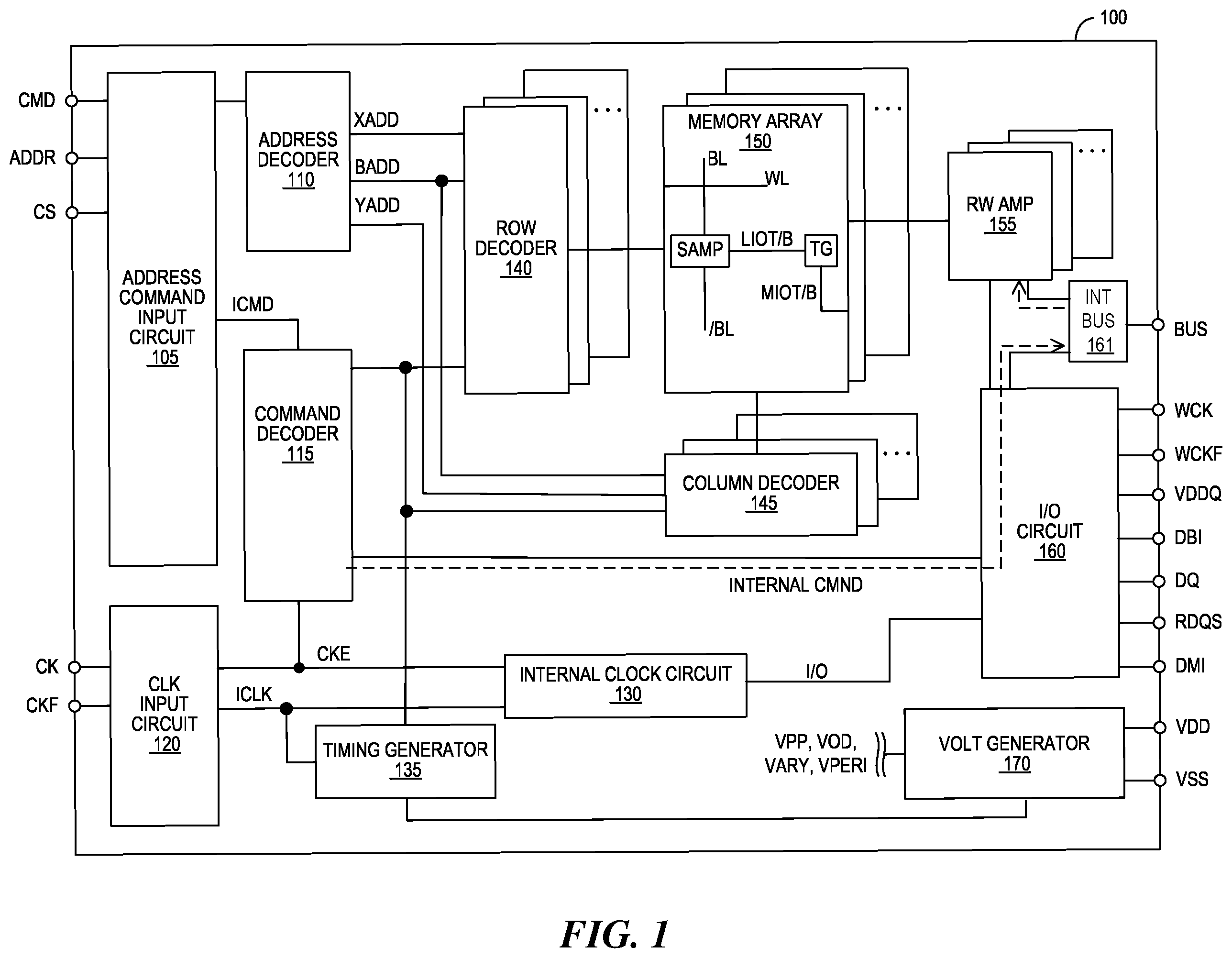 Patent US12437789 Figure 1 – Apparatus with timing control for a die grouping