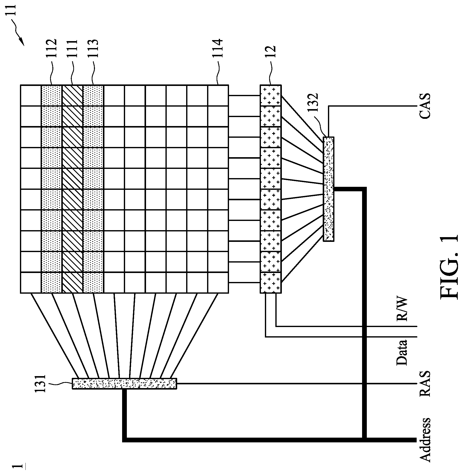 Patent US12437796 Figure 1 – Memory devices having a random number generator for protecting memory cells, and methods for protecting memory devices