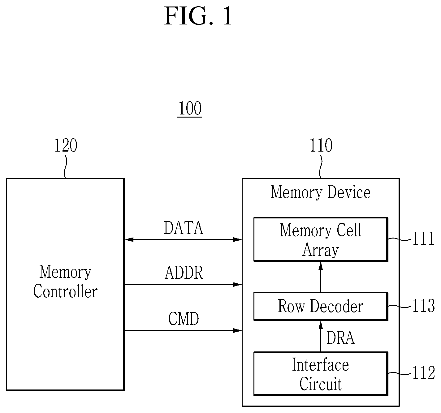 Patent US12437797 Figure 1 – Memory device and precharging method thereof