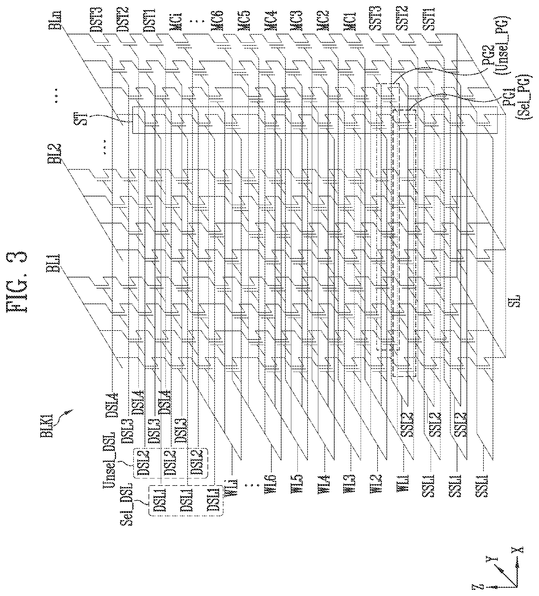 Patent US12437819 Figure 3 – Memory device with current measure for calculating inhibit cells