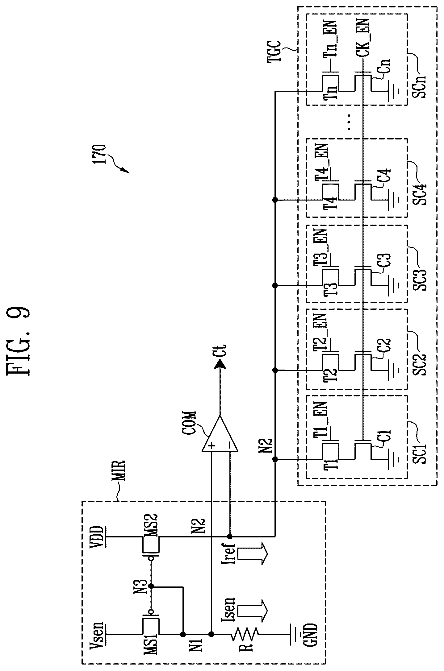 Patent US12437819 Figure 8 – Memory device with current measure for calculating inhibit cells