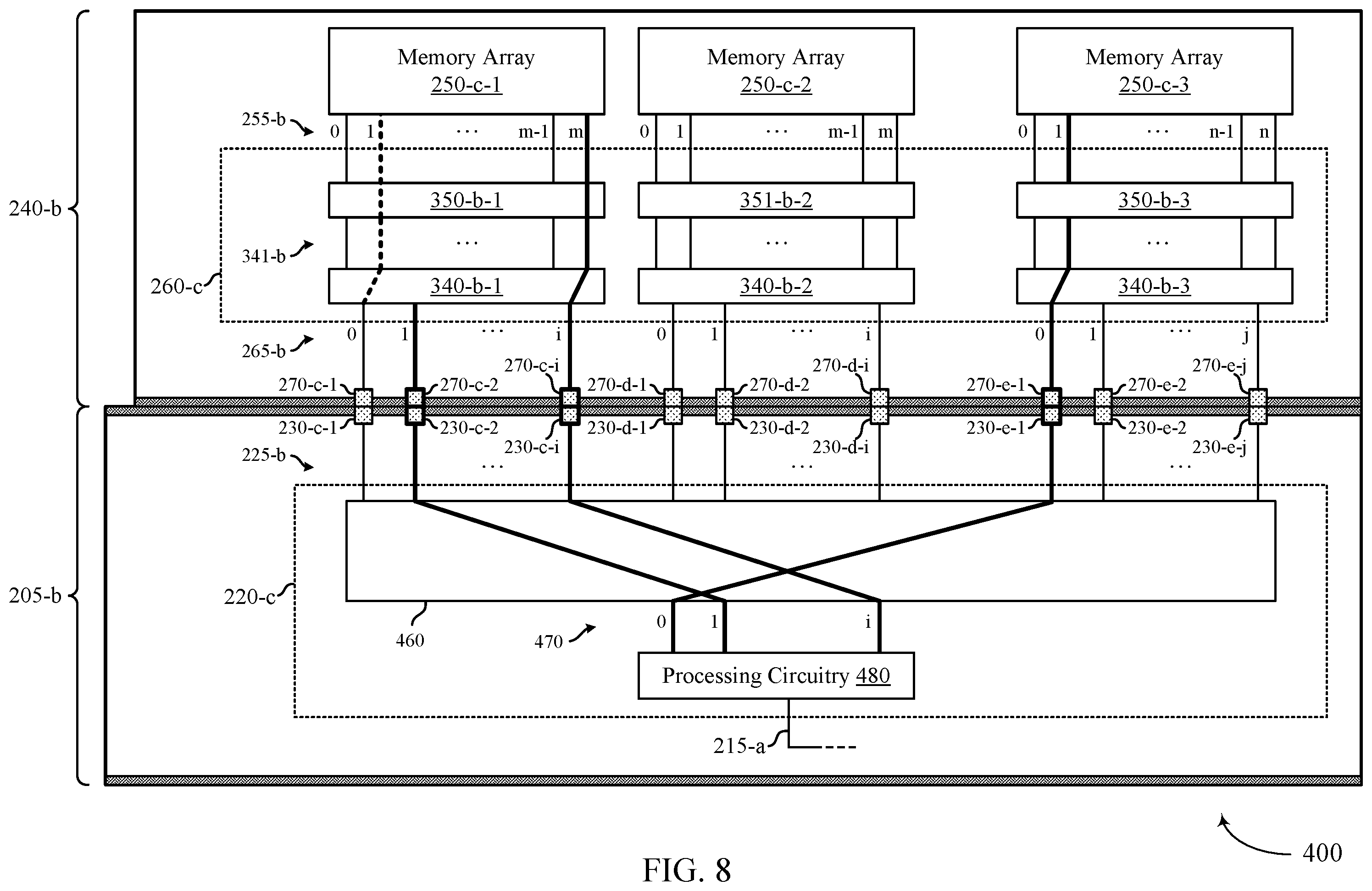 Patent US12437832 Figure 8 – Repair techniques for coupled memory dies