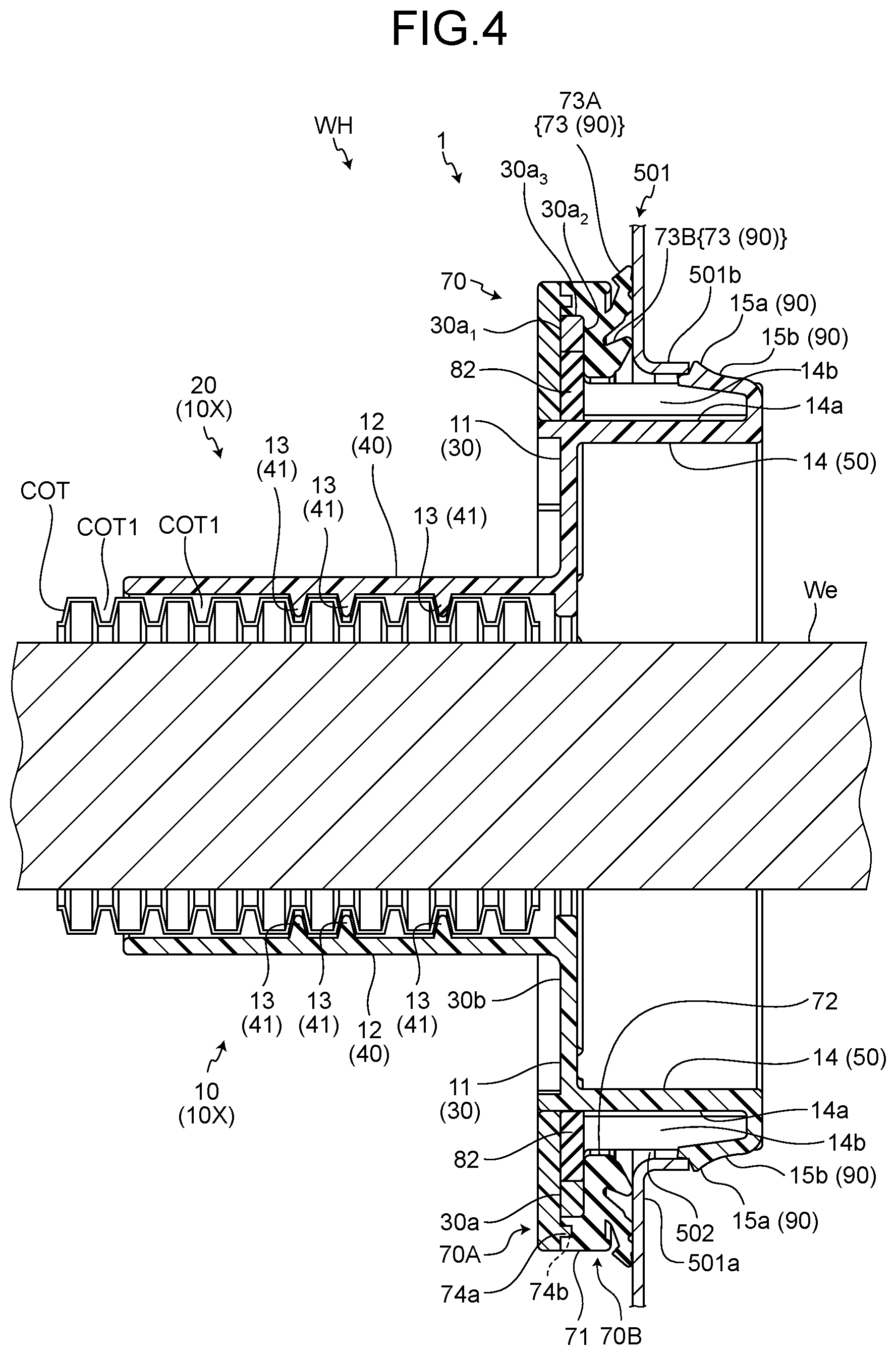 Patent US12437903 Figure 4 – Grommet and wire harness