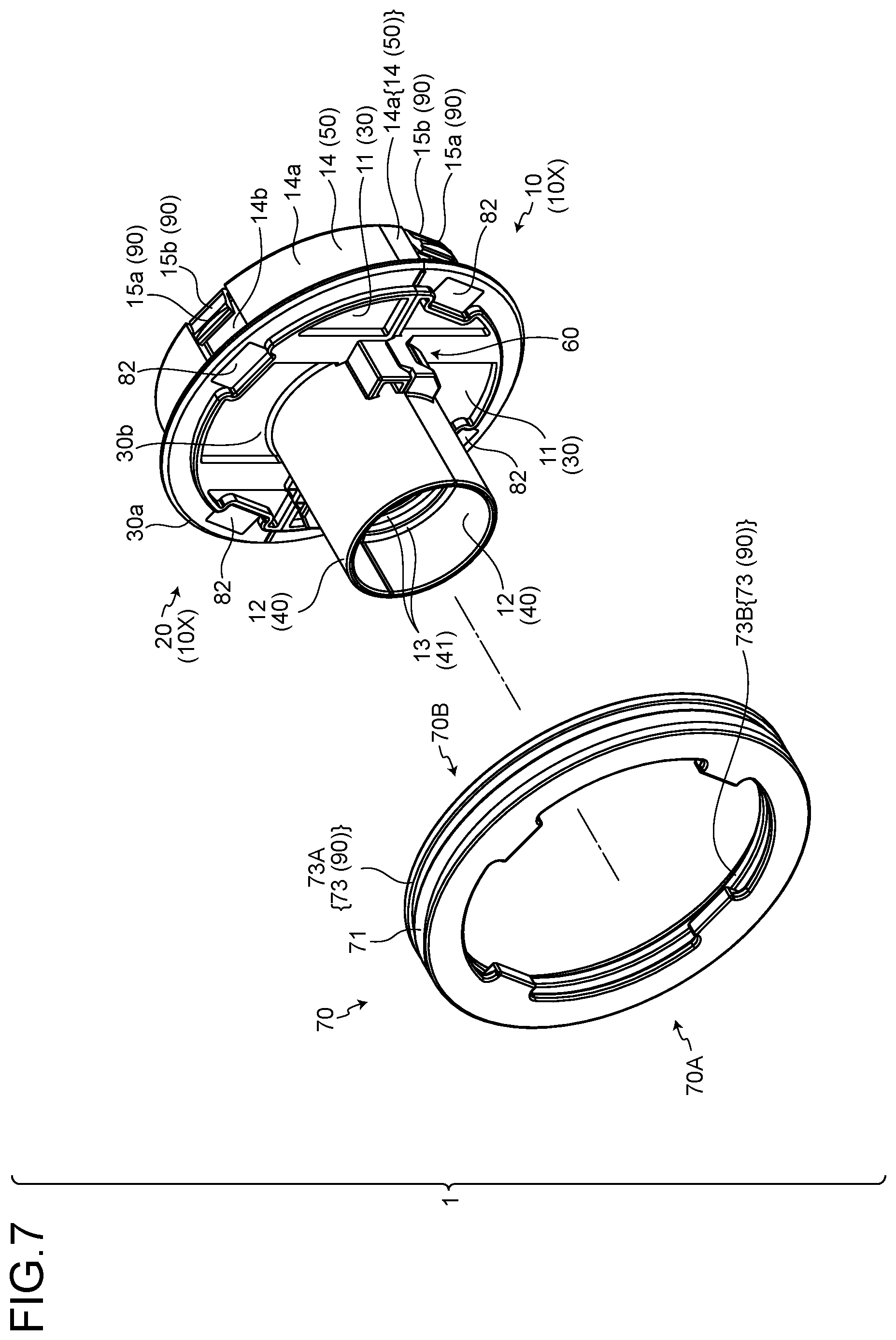 Patent US12437903 Figure 7 – Grommet and wire harness