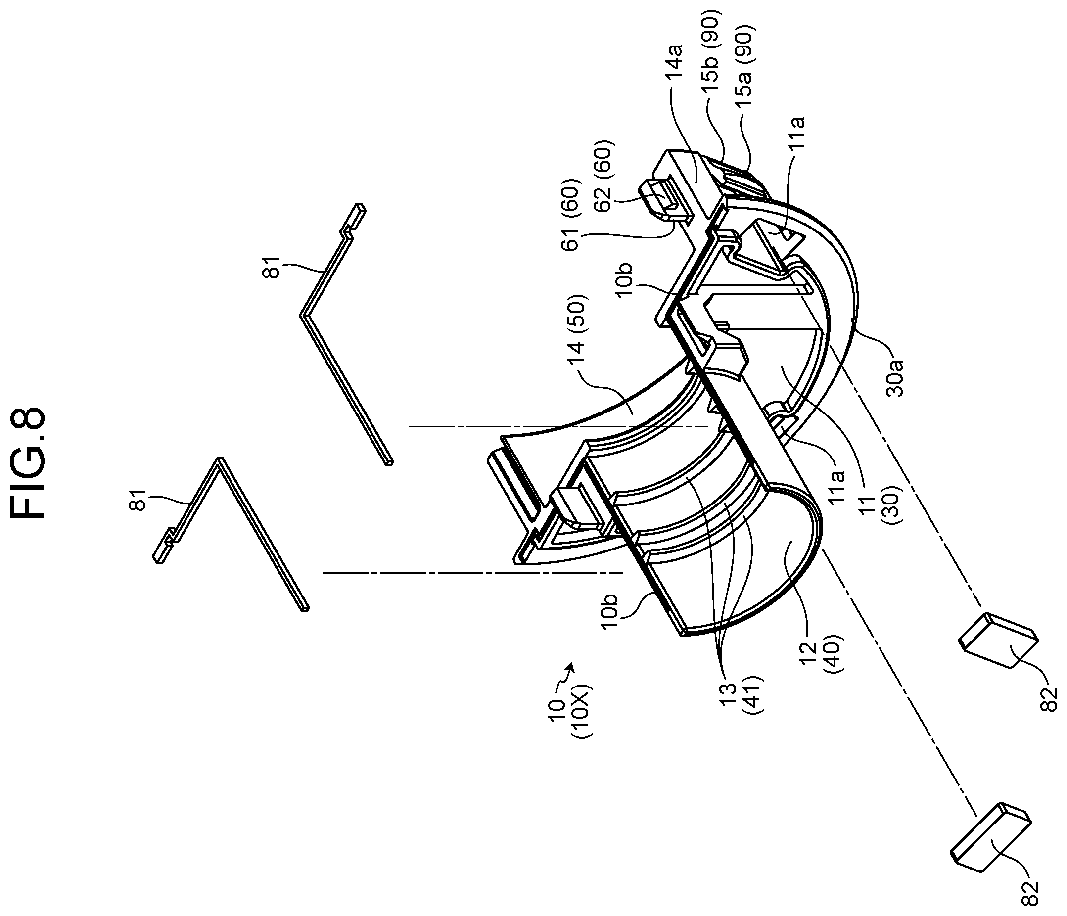 Patent US12437903 Figure 8 – Grommet and wire harness