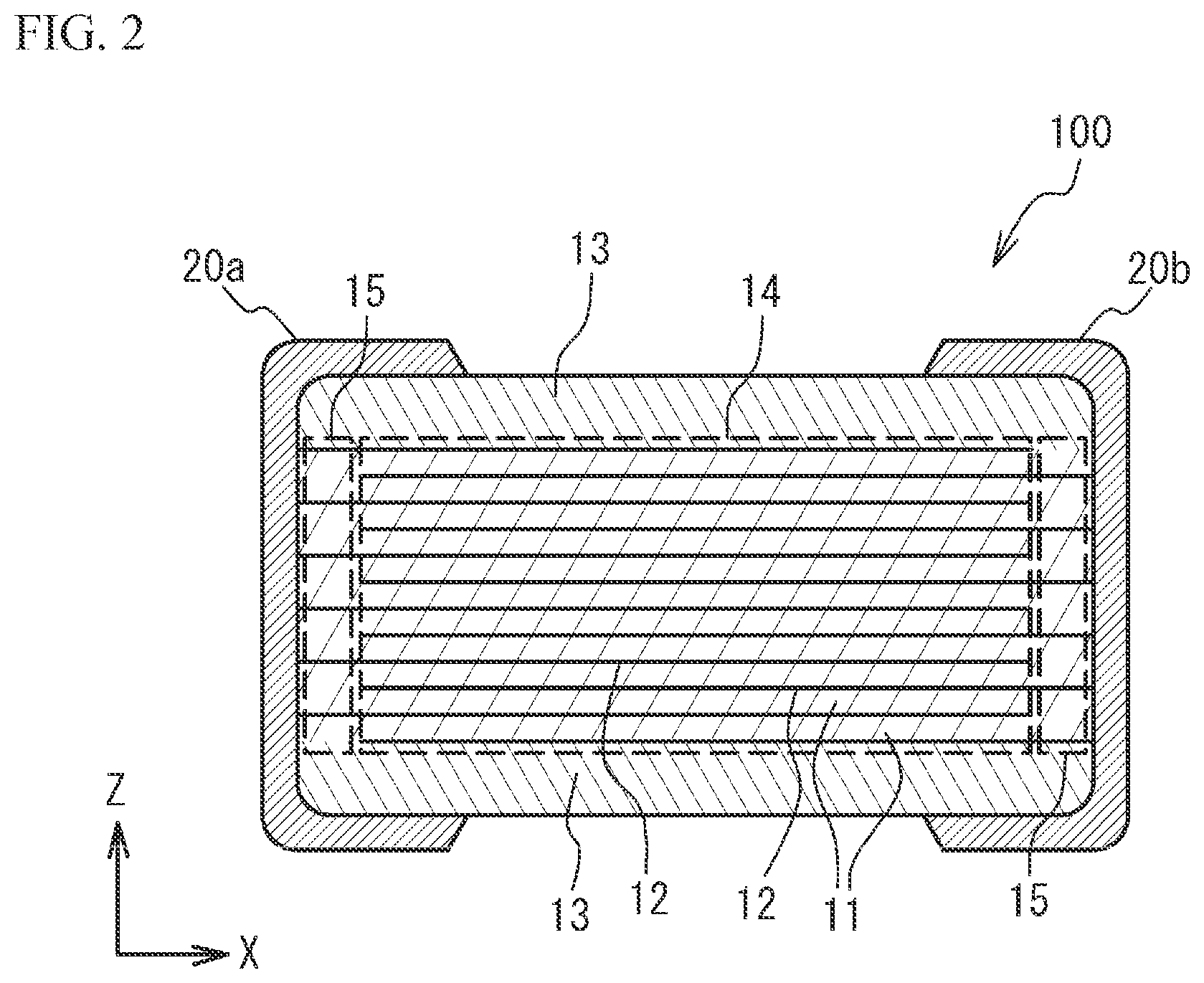 Patent US12437922 Figure 2 – Multilayer ceramic electronic device and manufacturing method of the same