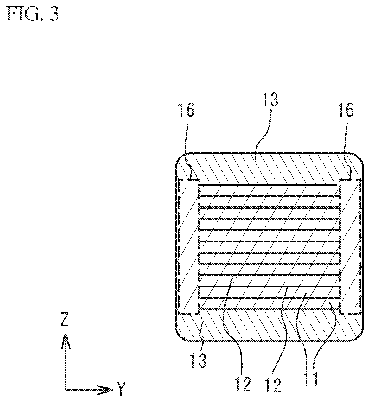 Patent US12437922 Figure 3 – Multilayer ceramic electronic device and manufacturing method of the same