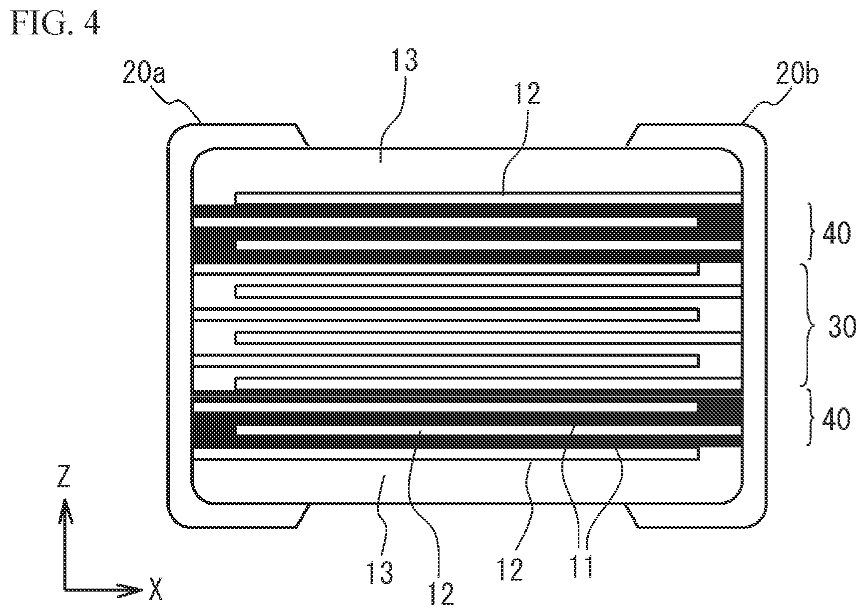 Patent US12437922 Figure 4 – Multilayer ceramic electronic device and manufacturing method of the same
