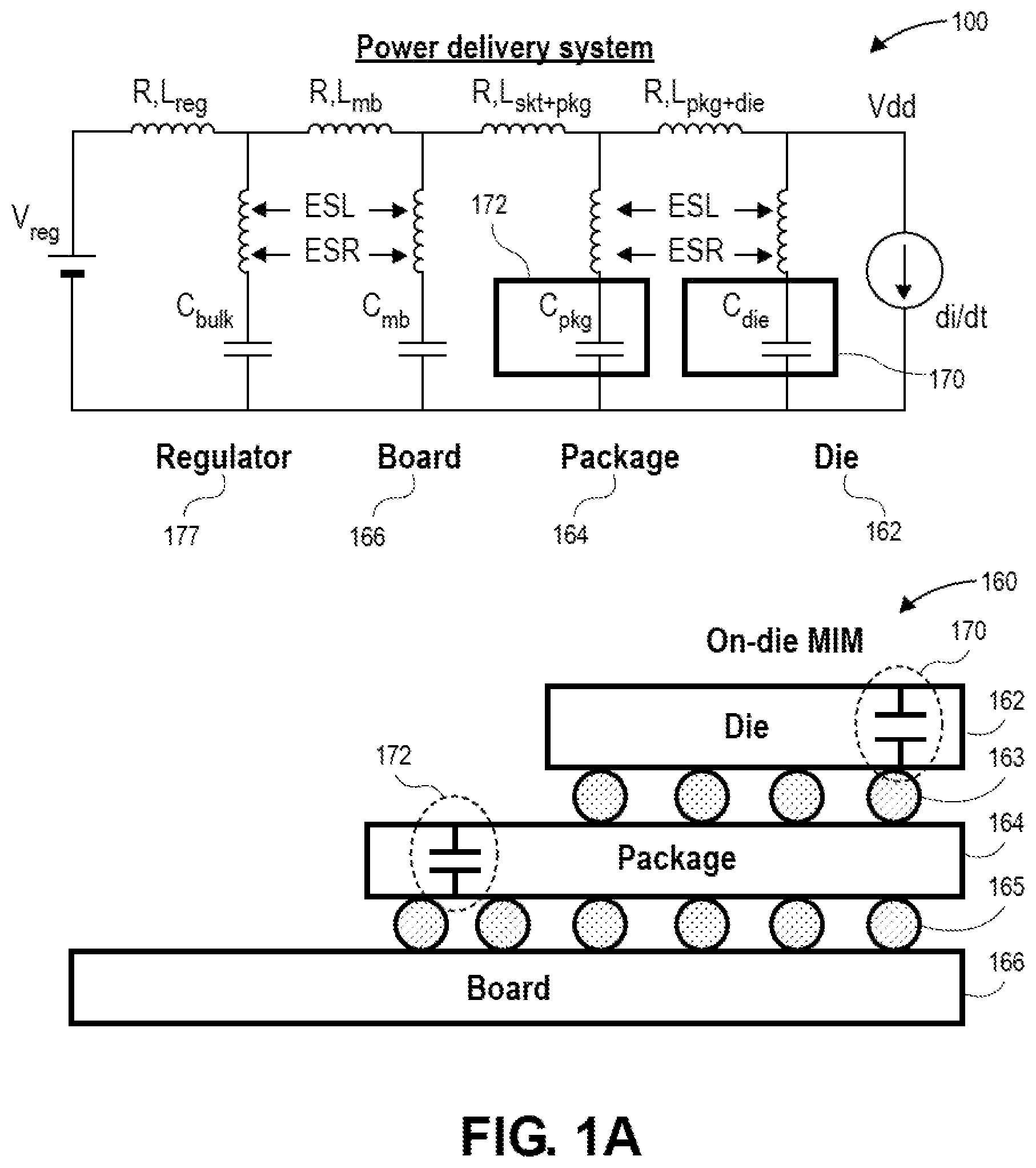 Patent US12437929 Figure 1 – Capacitor with an electrically conductive layer coupled with a metal layer of the capacitor
