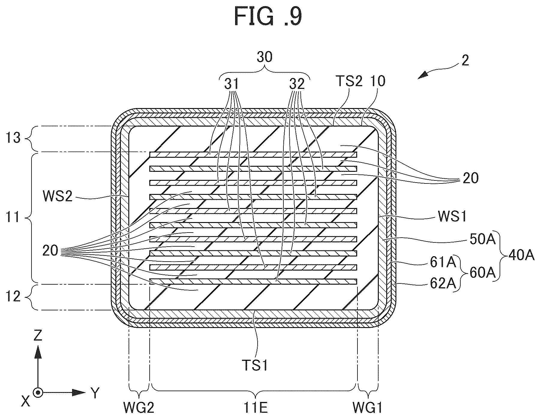 Patent US12437931 Figure 9 – Multilayer ceramic electronic component