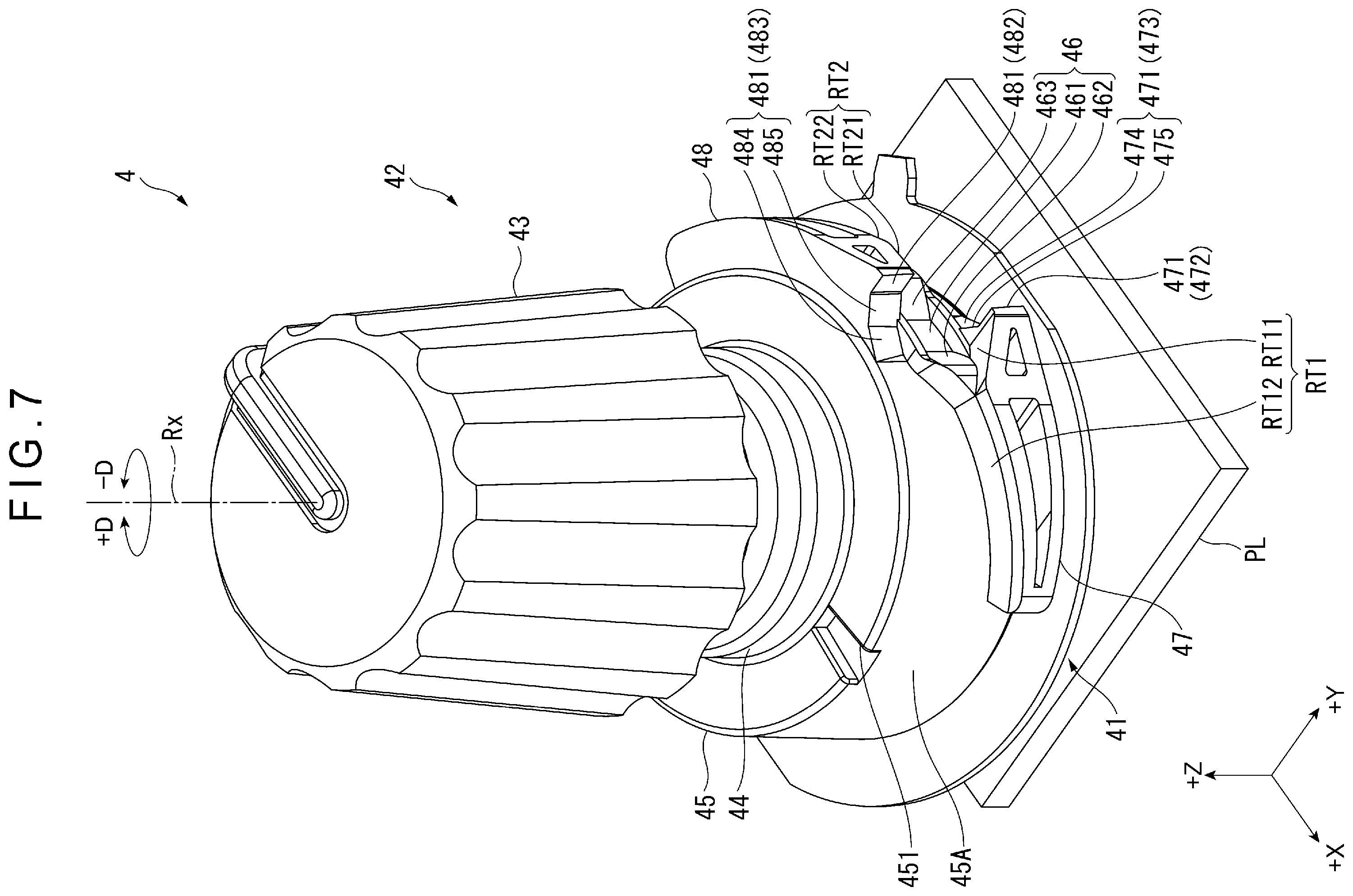 Patent US12437941 Figure 7 – Rotary operator and audio device