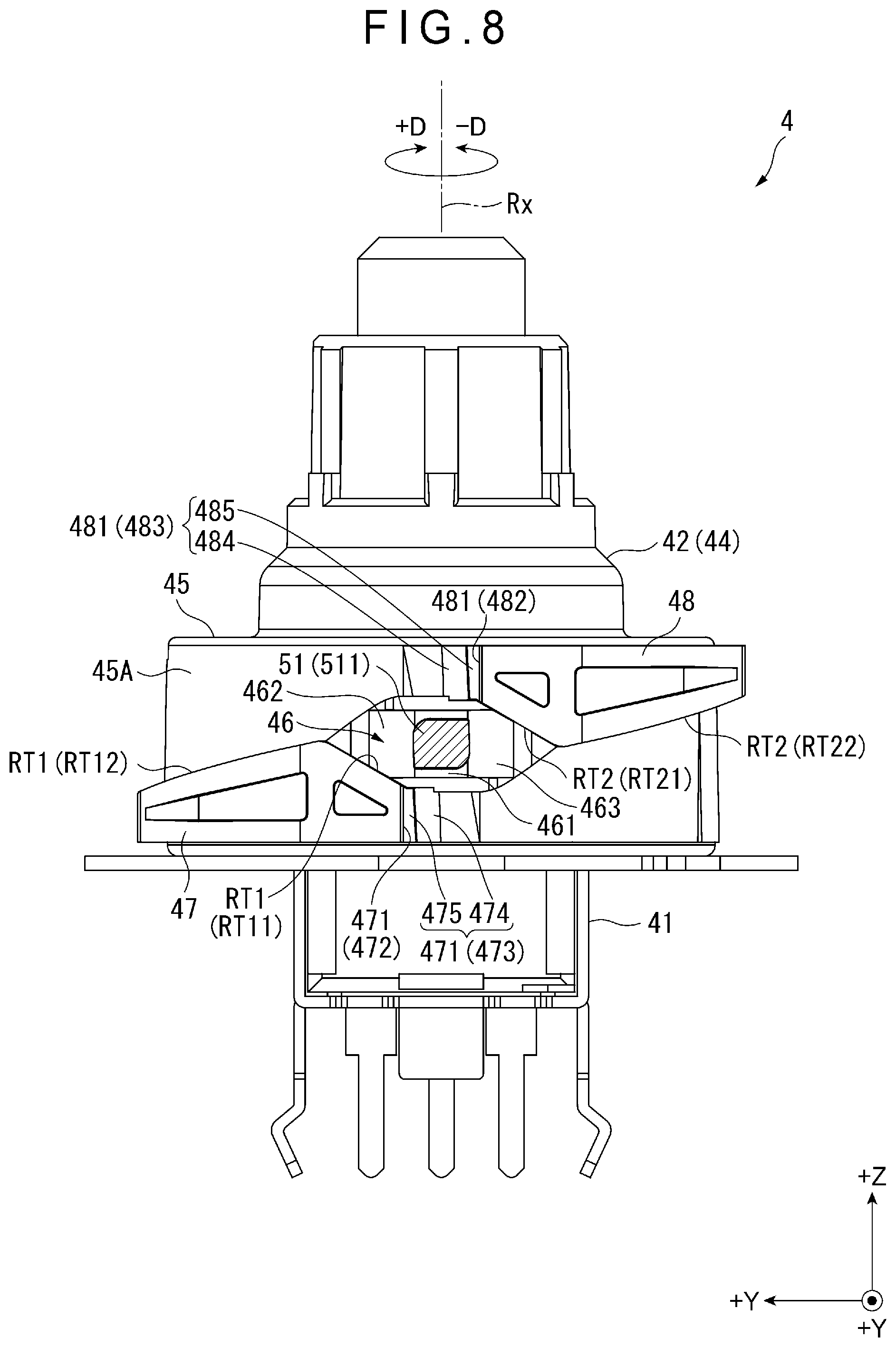 Patent US12437941 Figure 8 – Rotary operator and audio device