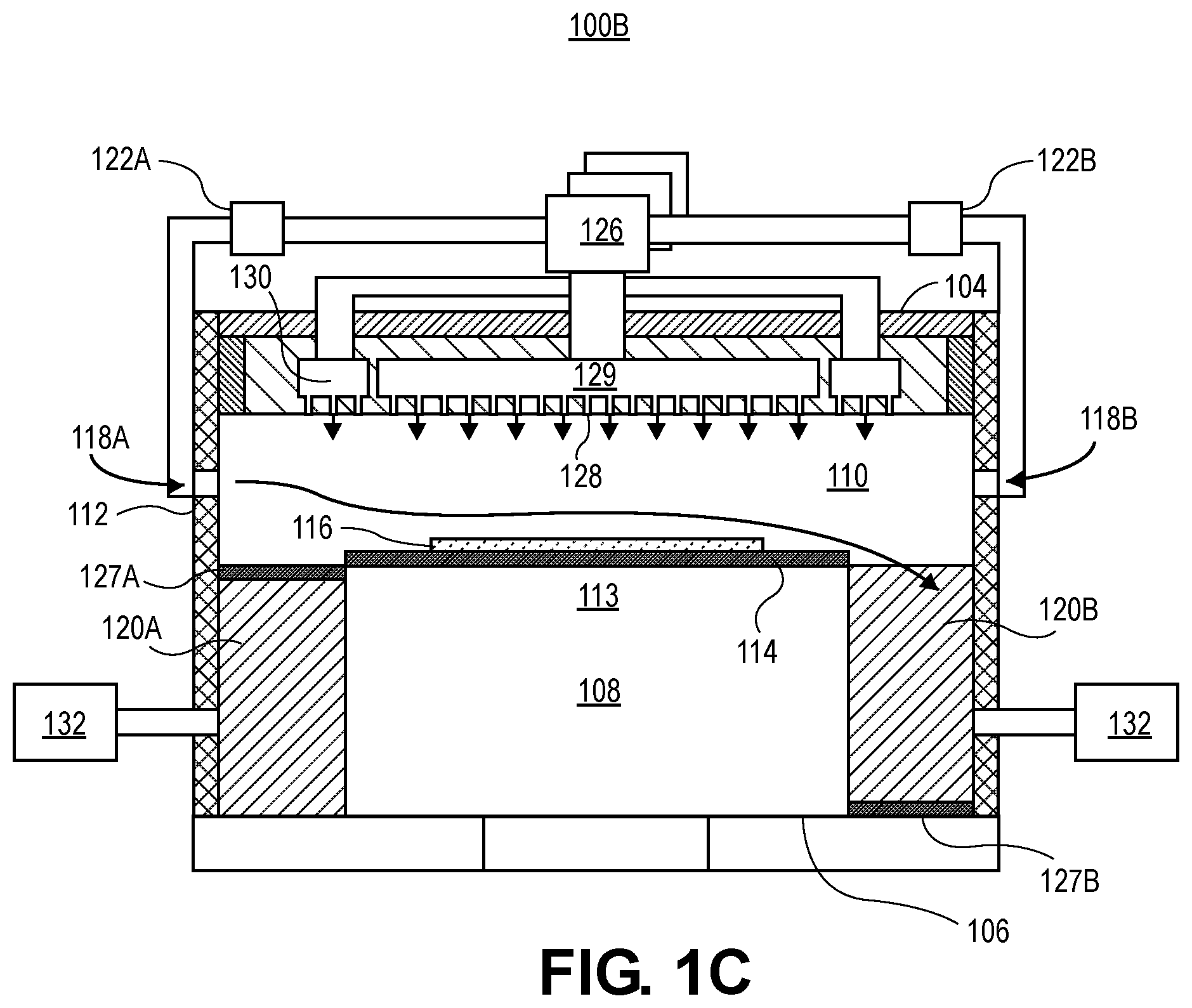 Patent US12437973 Figure 3 – Plasma chamber with multiphase rotating independent gas cross-flow with reduced volume and dual VHF