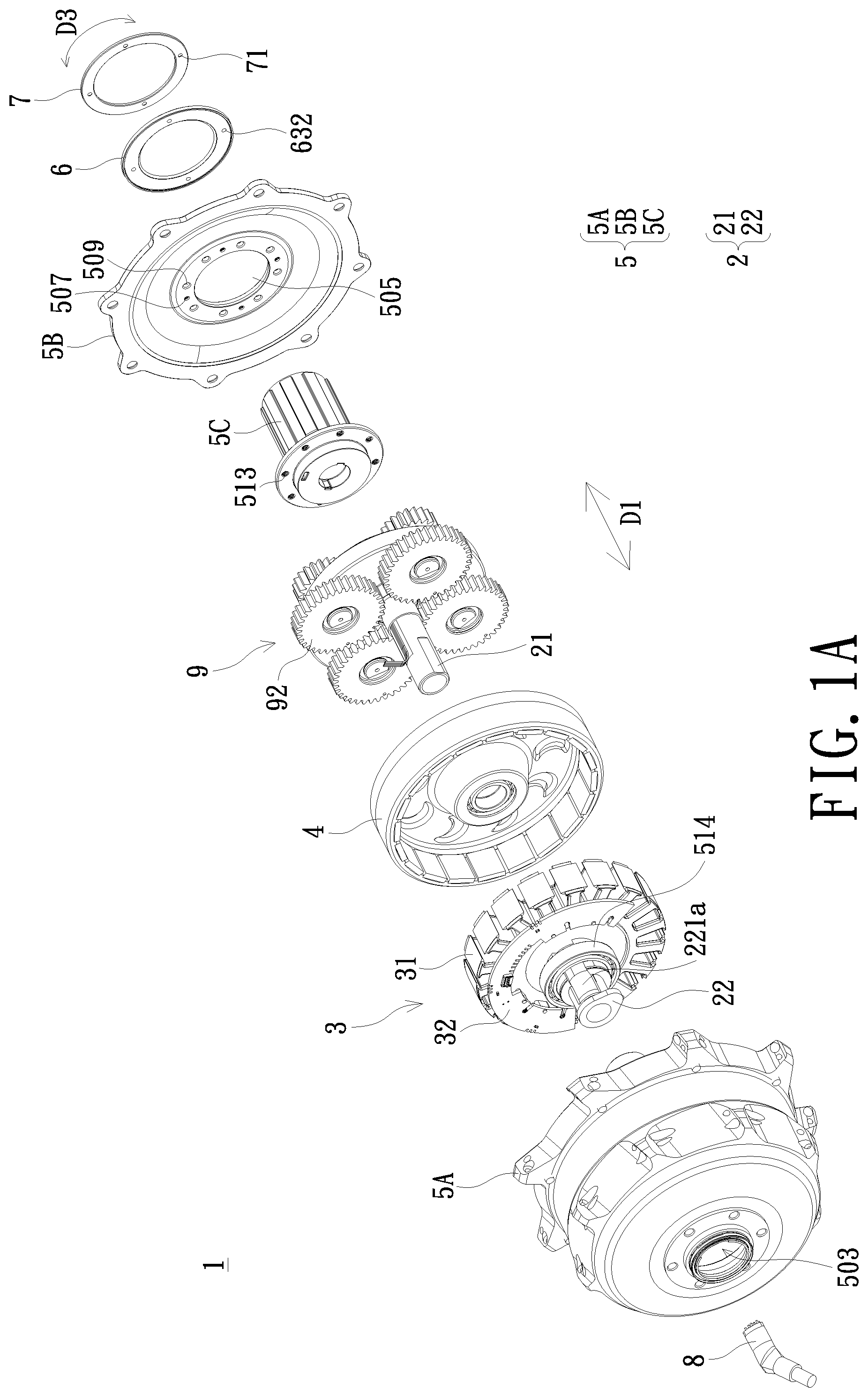 Patent US12445008 Figure 1 – Hub motor