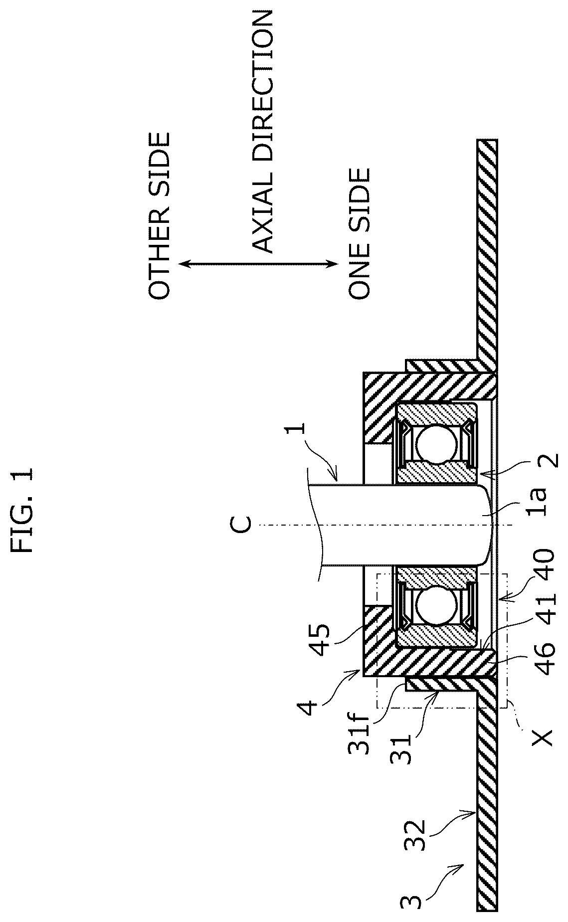 Patent US12445010 — Ball bearing holding structure and fan motor — Figure 1