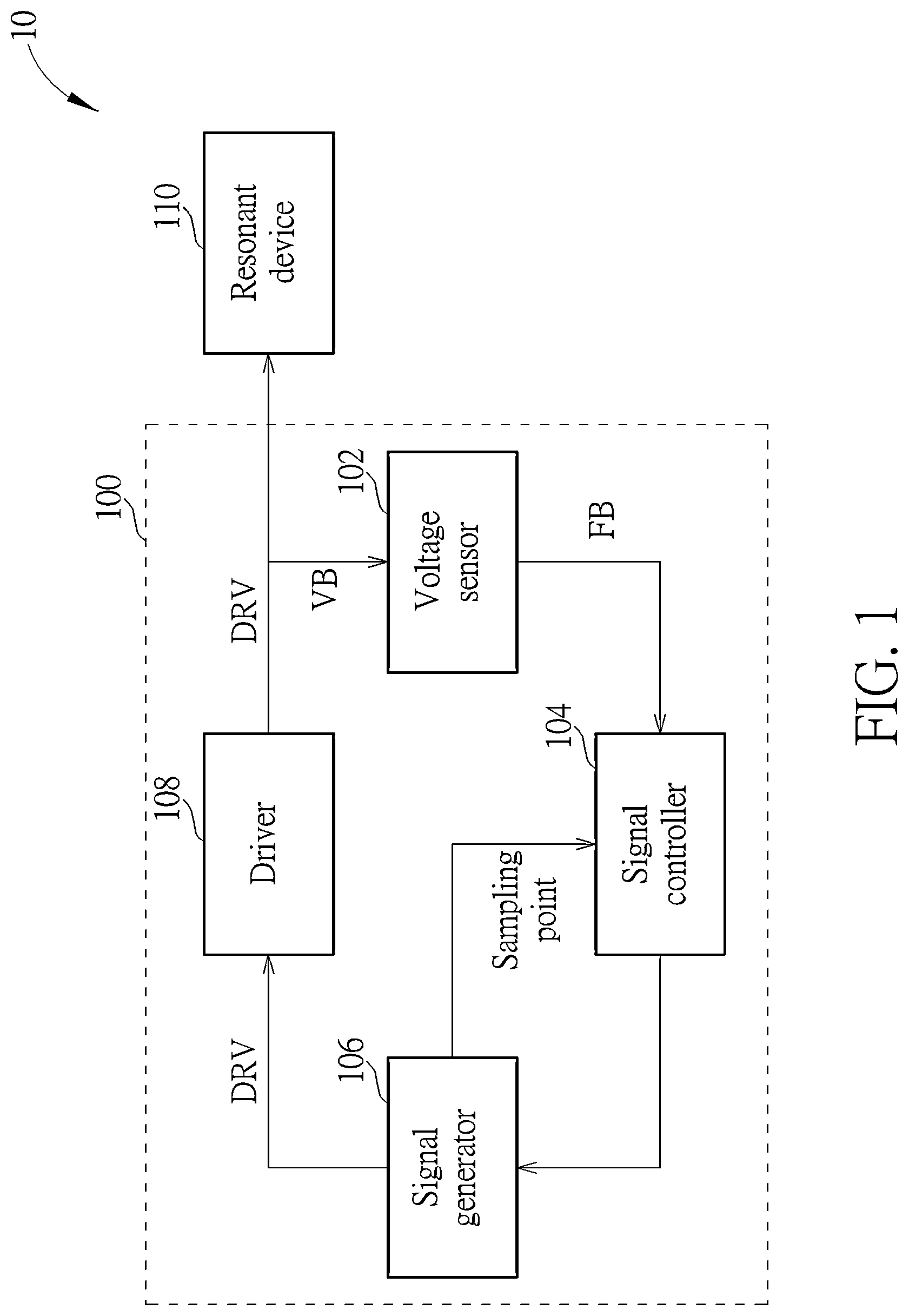 Patent US12445071 Figure 1 – Driving circuit, system and method for resonant device